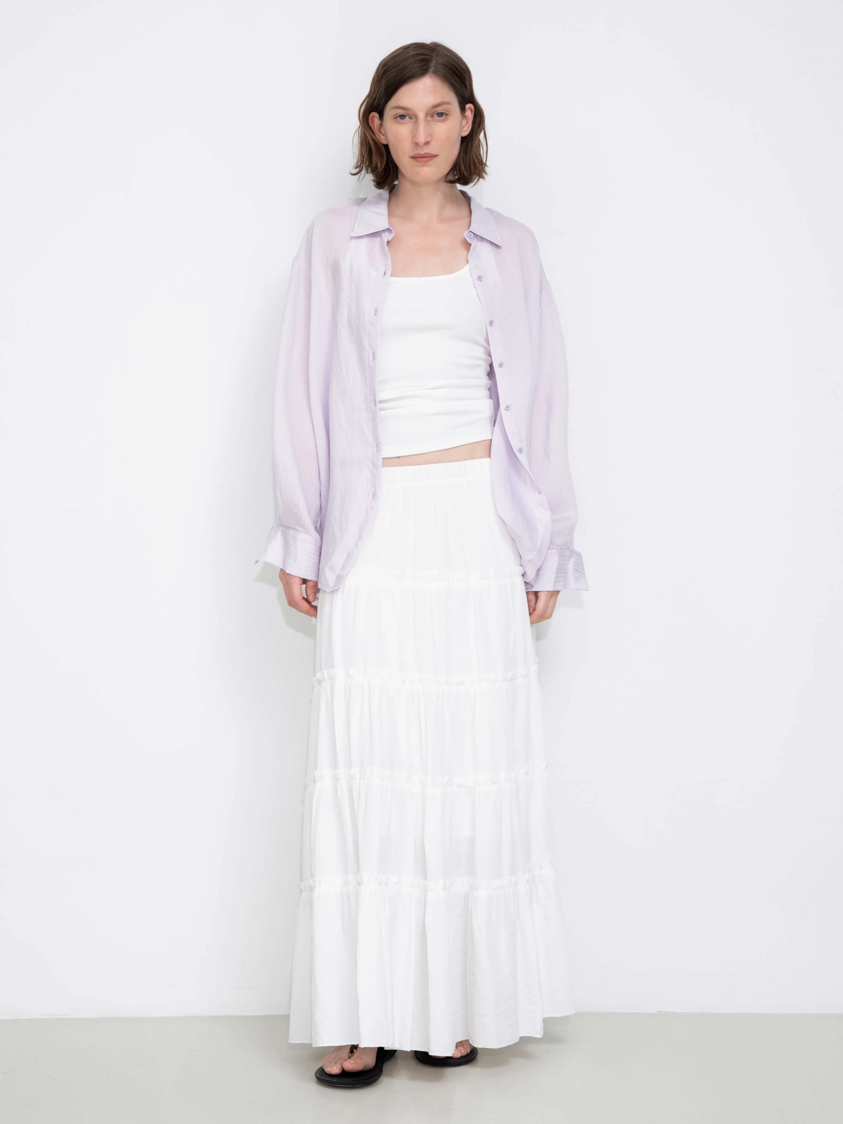 Semi-Sheer Oversized Striped Pattern Shirt - Image 10