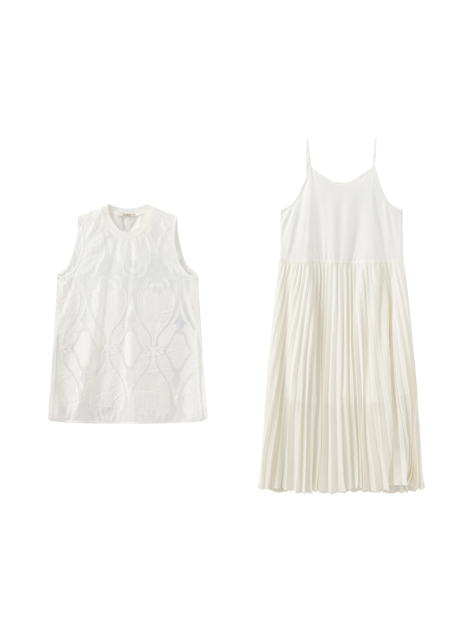 Sheer Patterned Sleeveless Pleated Skirt - Image 7