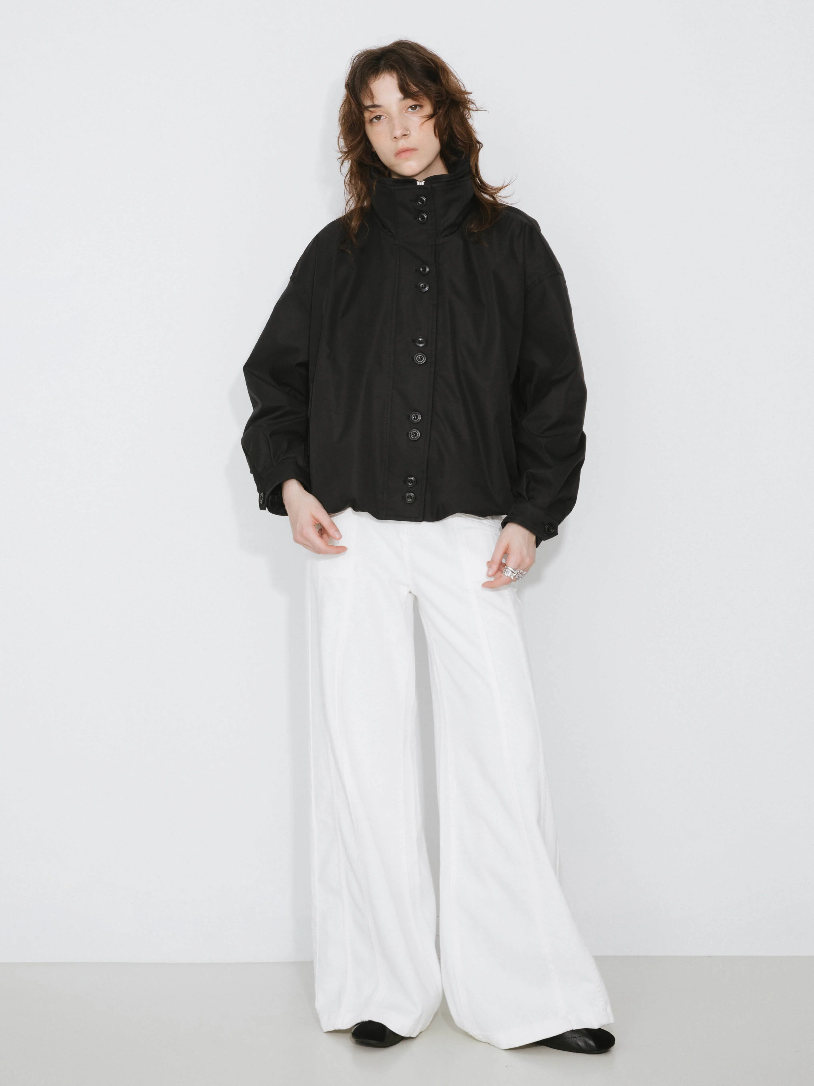 Short High Collar Zip Up Down Coat - Image 2