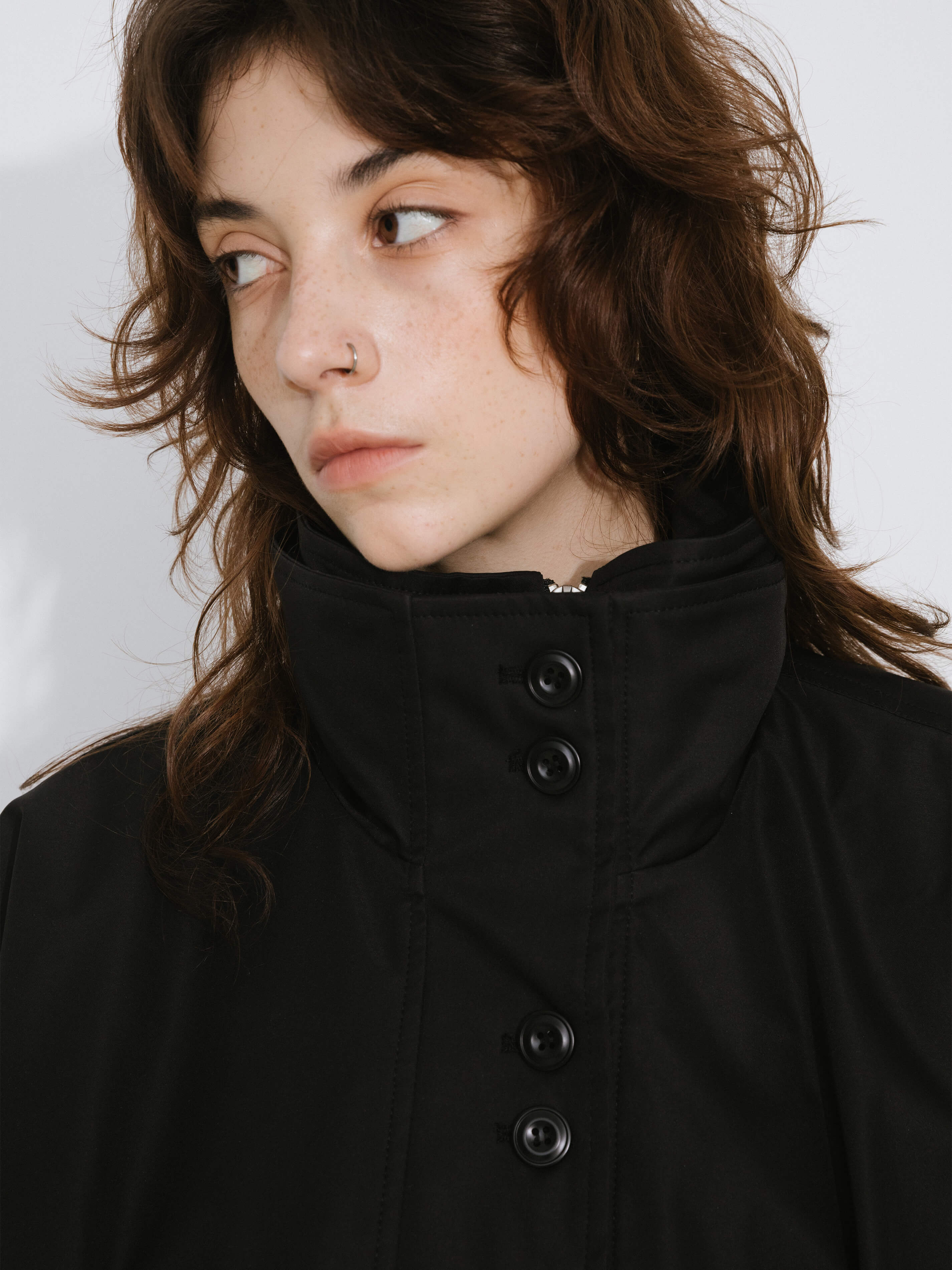 Short High Collar Zip Up Down Coat - Image 5