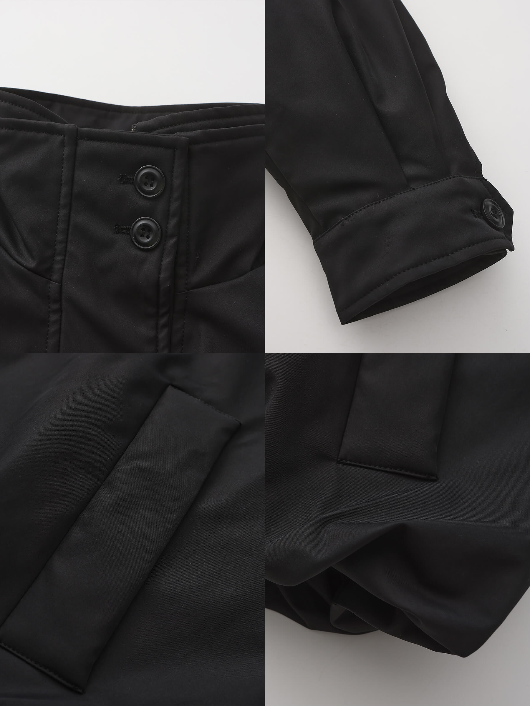 Short High Collar Zip Up Down Coat - Image 9