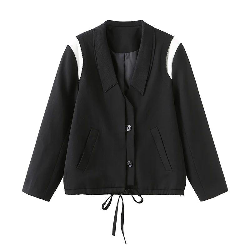 Shoulder Panel Drawstring Blazer
