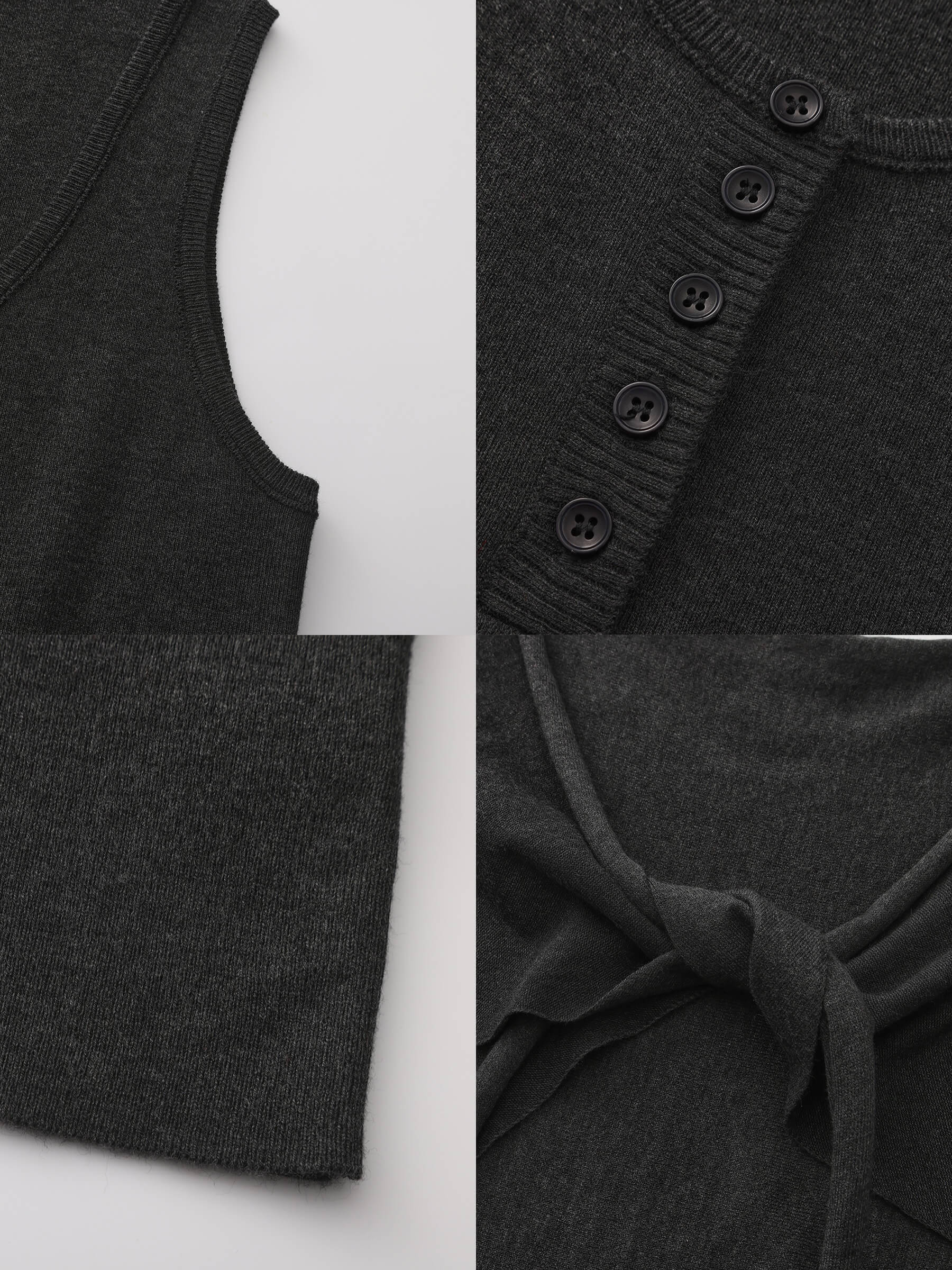 Slim-Fit Knit Henley Vest with Neck Tie - Image 30