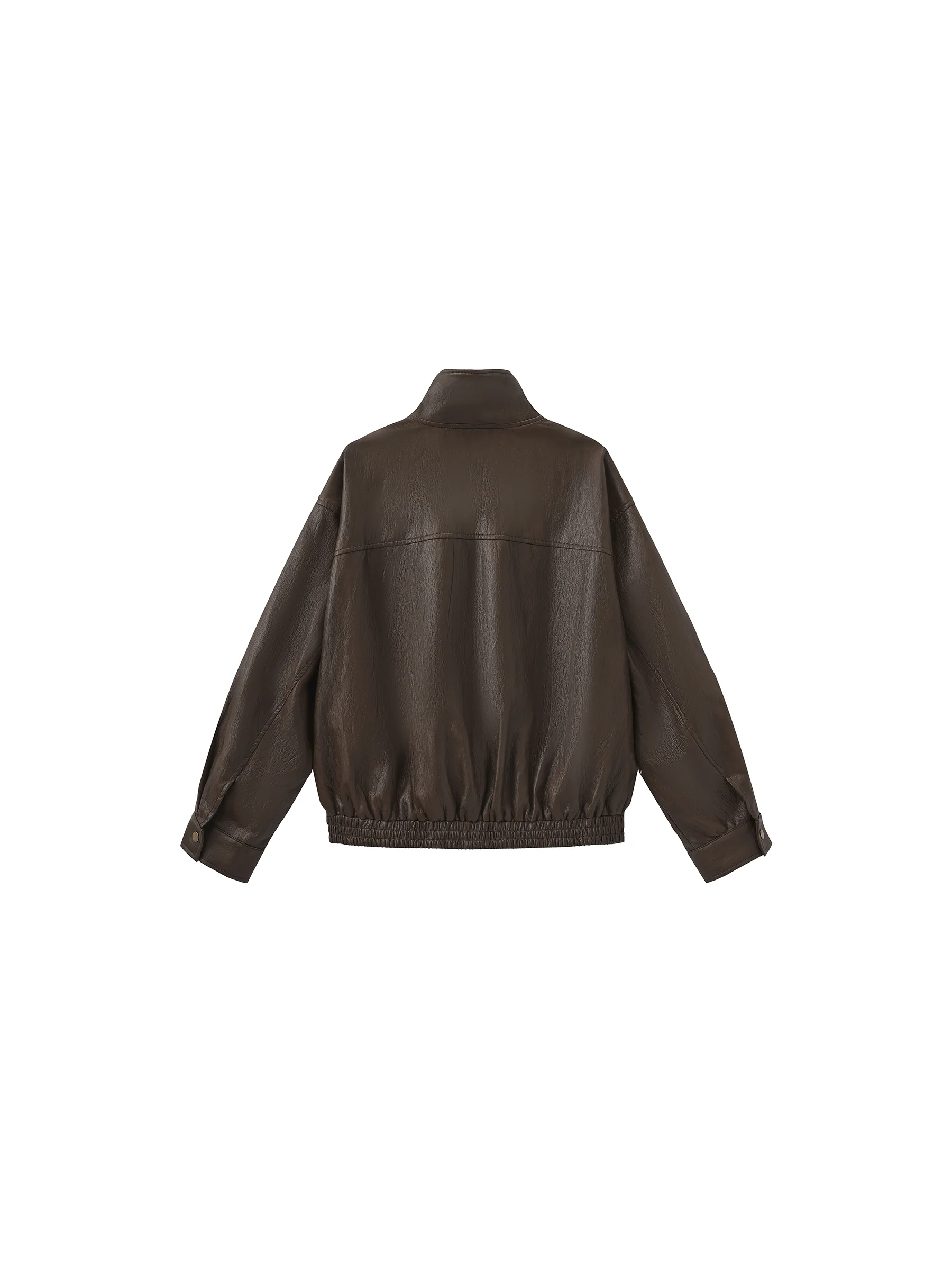 Stand Collar Vintage Faux Leather Jacket - Image 16