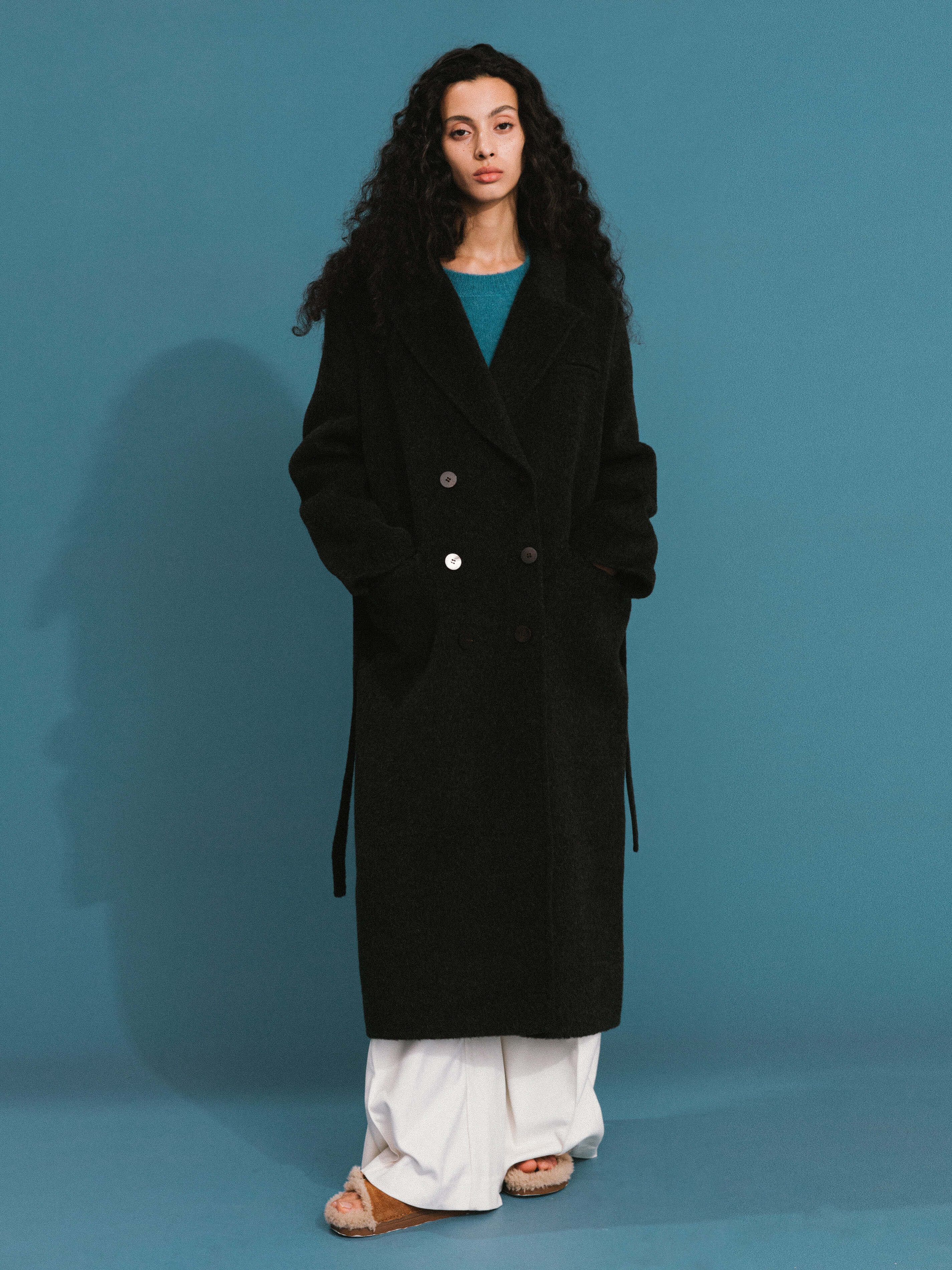 ONE BY CUBIC Straight Wool Blend Long Coat - Image 8