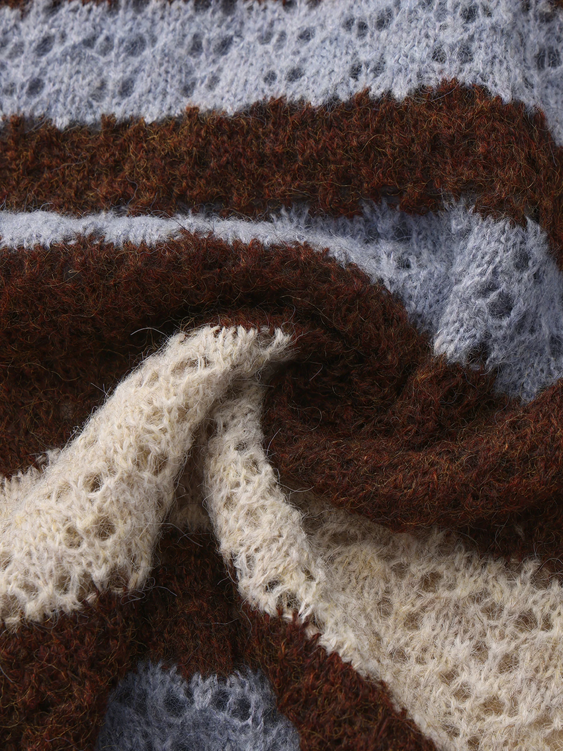 Striped Colour-Block Open-Knit Sweater - Image 10