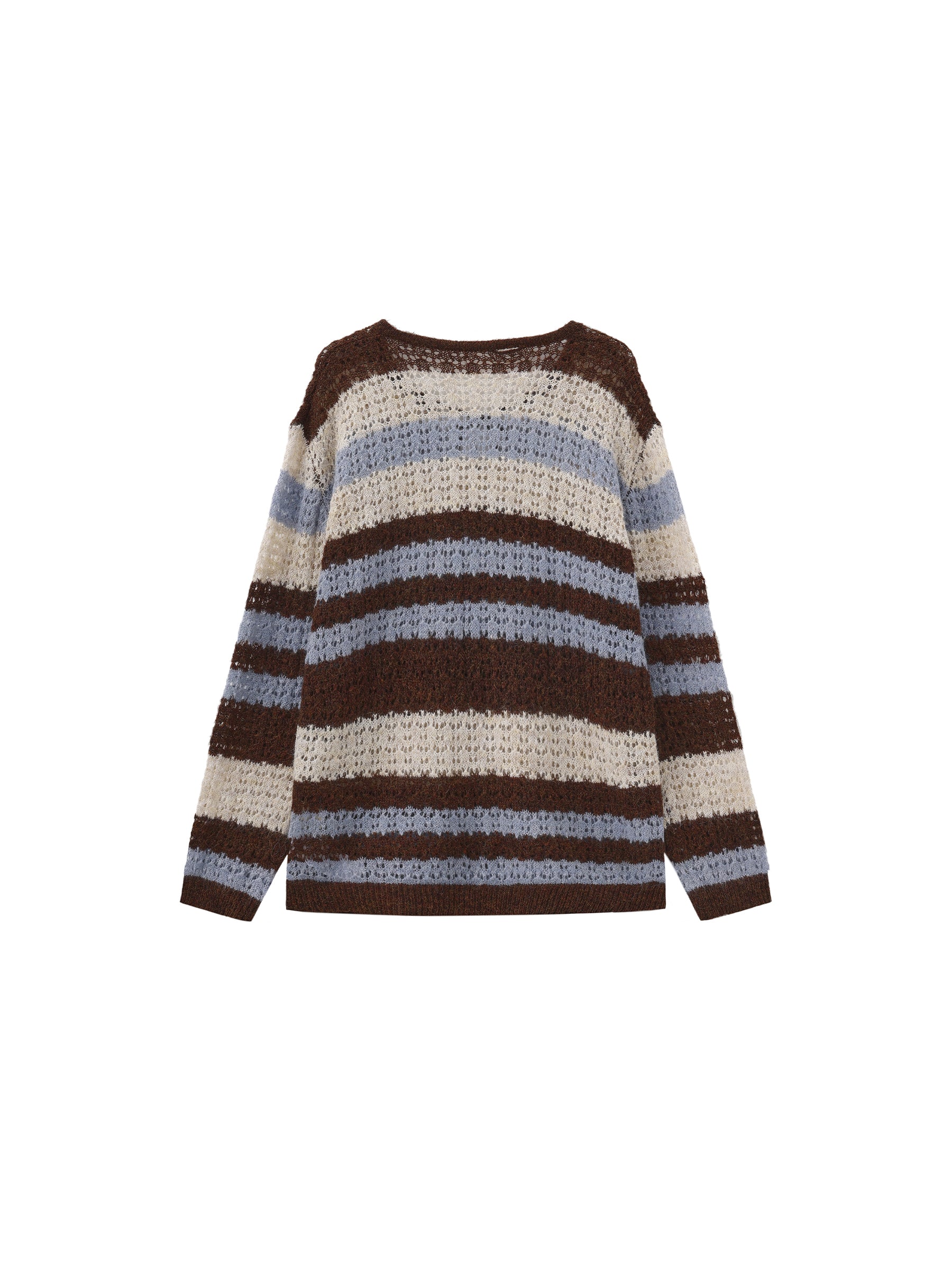 Striped Colour-Block Open-Knit Sweater - Image 8