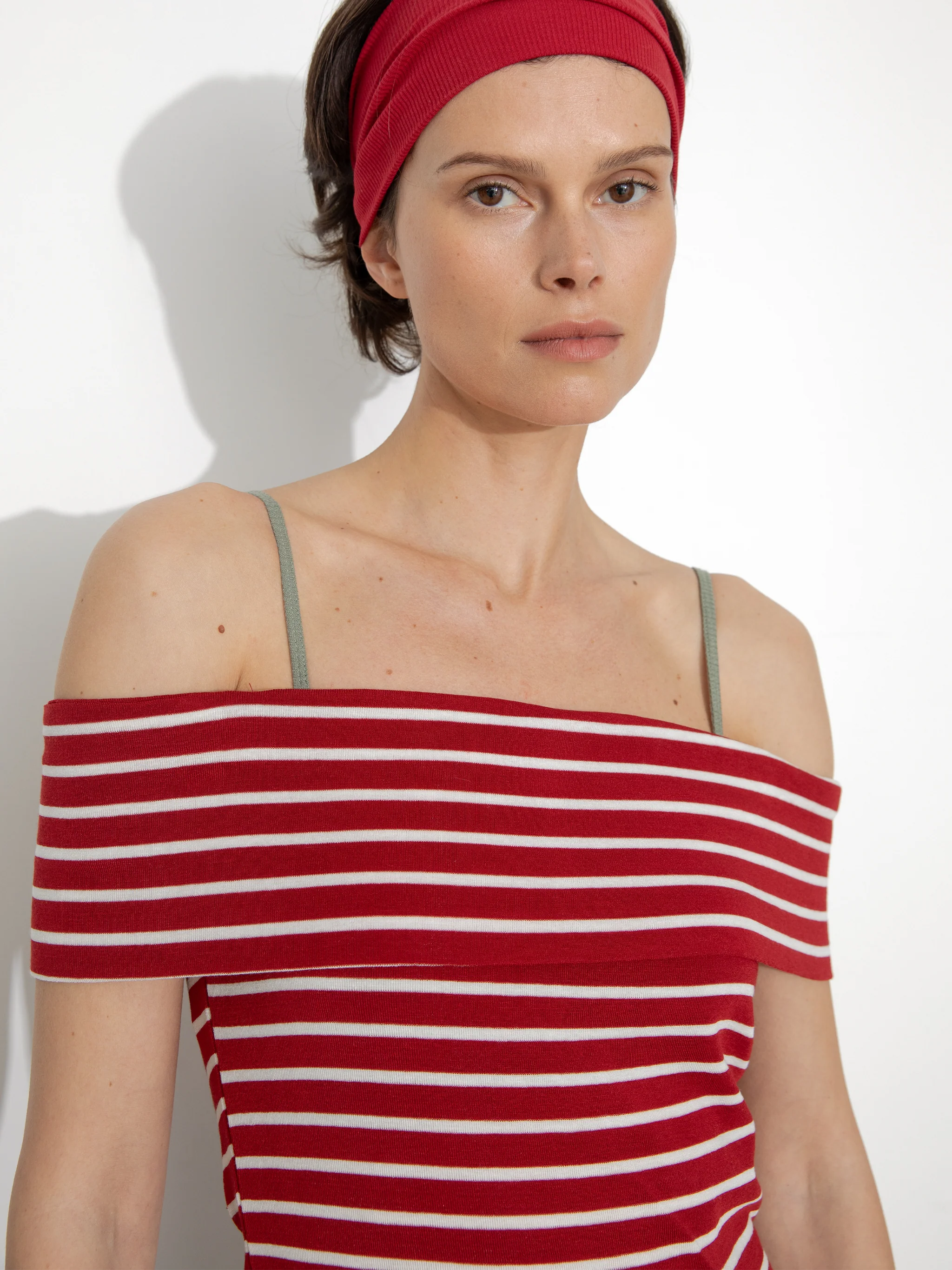 Striped Off-Shoulder Short-Sleeve Top - Image 10