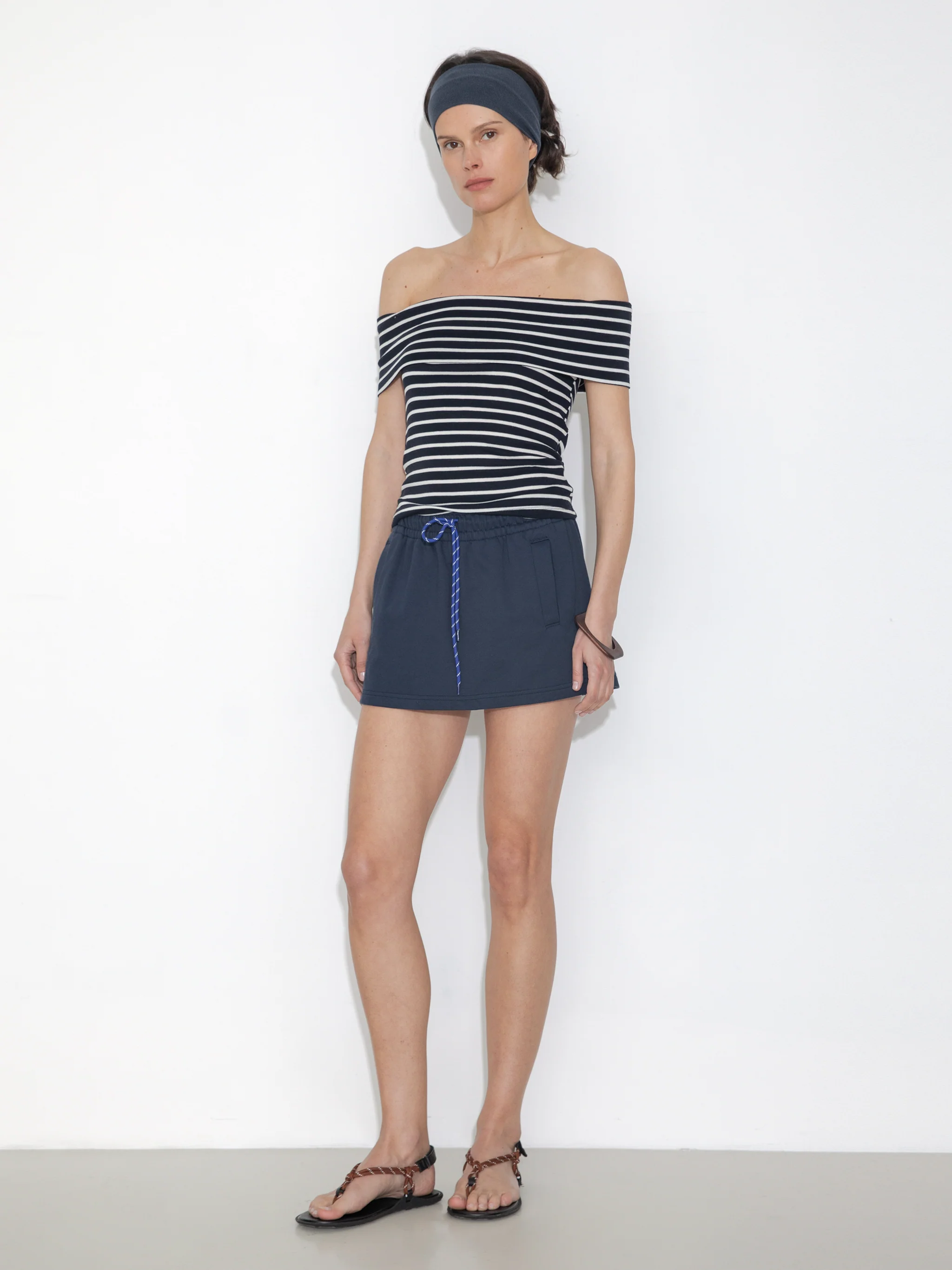 Striped Off-Shoulder Short-Sleeve Top - Image 16