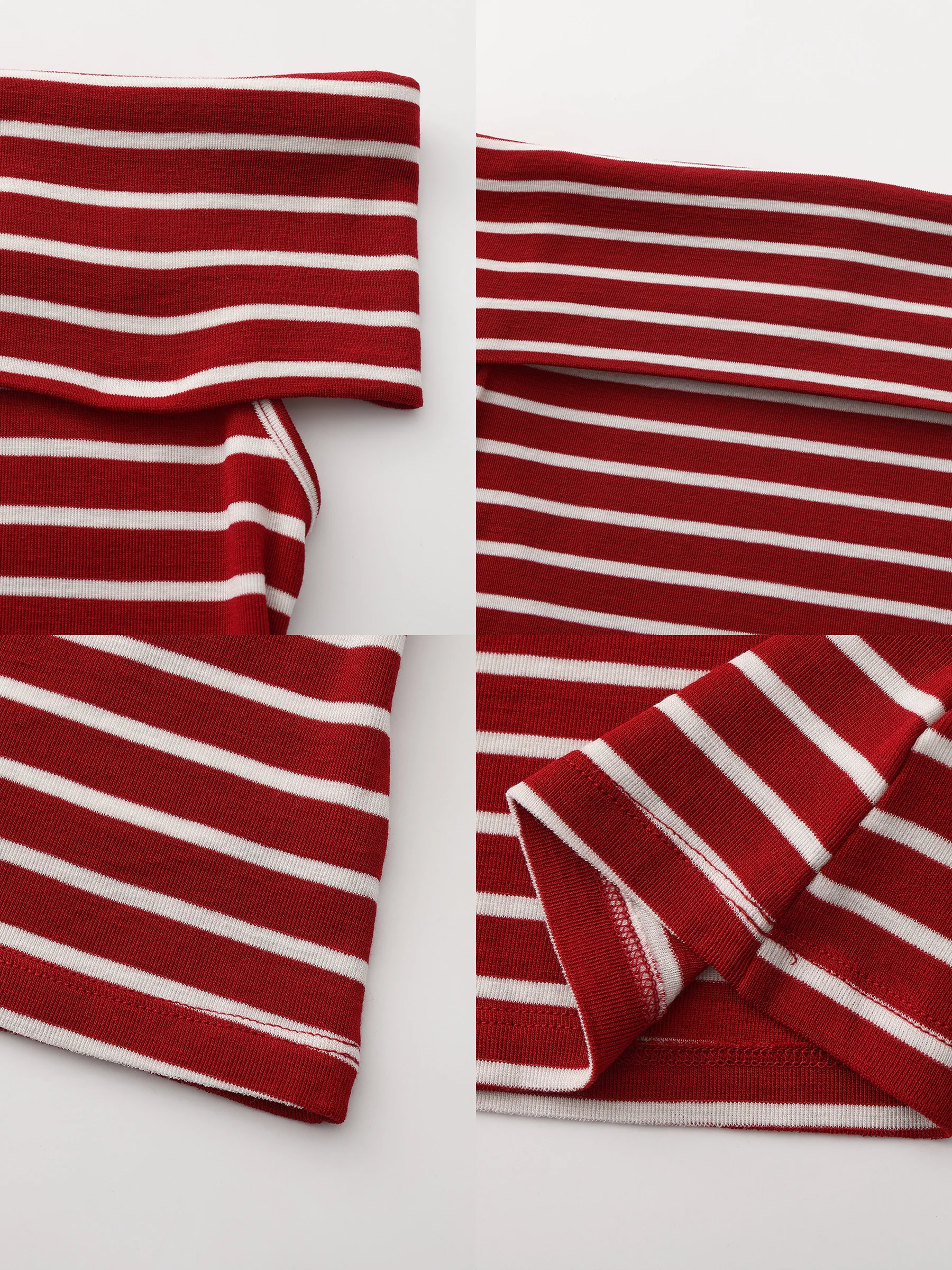 Striped Off-Shoulder Short-Sleeve Top - Image 25