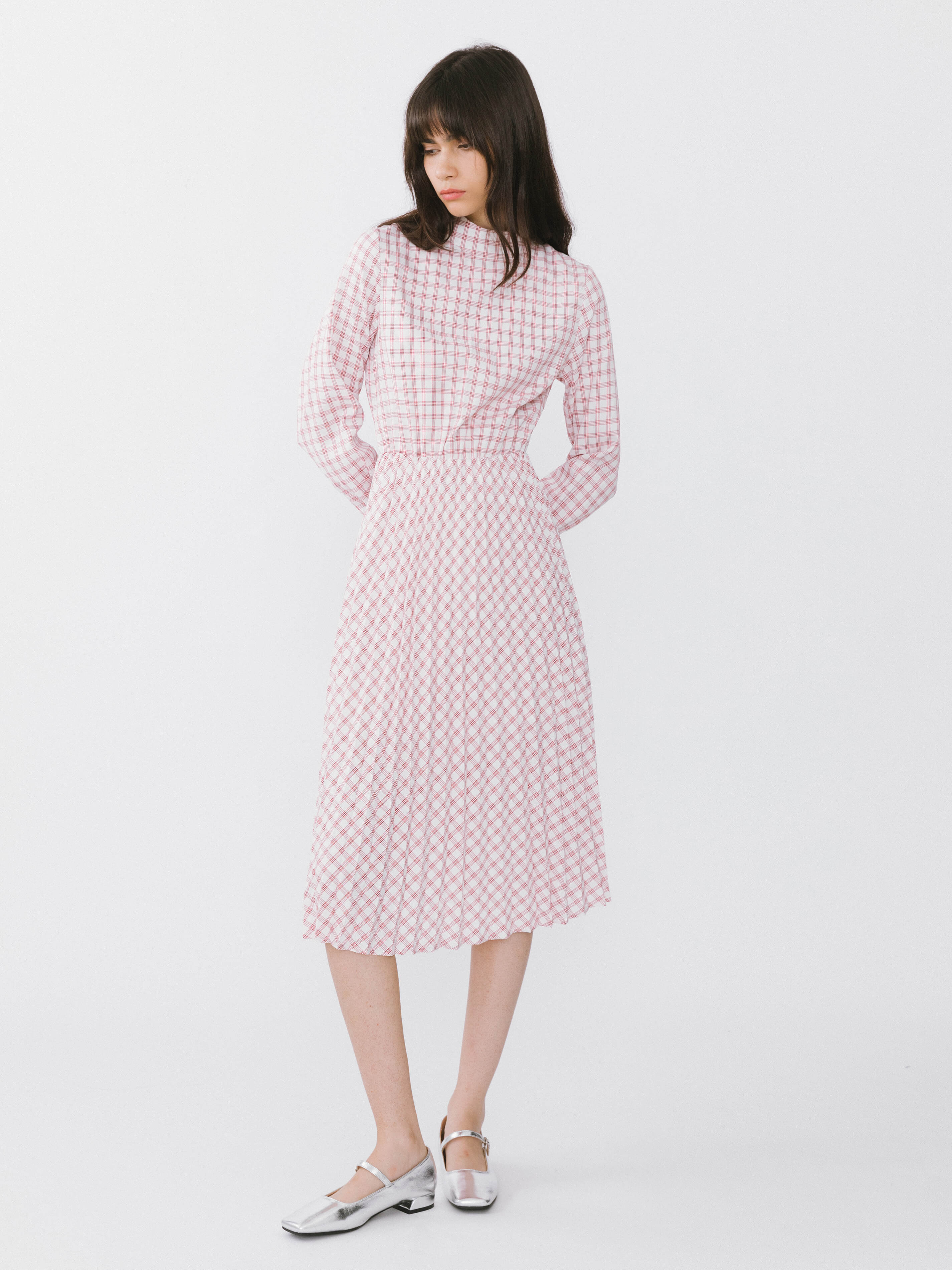 Tartan Neck Tie A-line Dress - Image 12