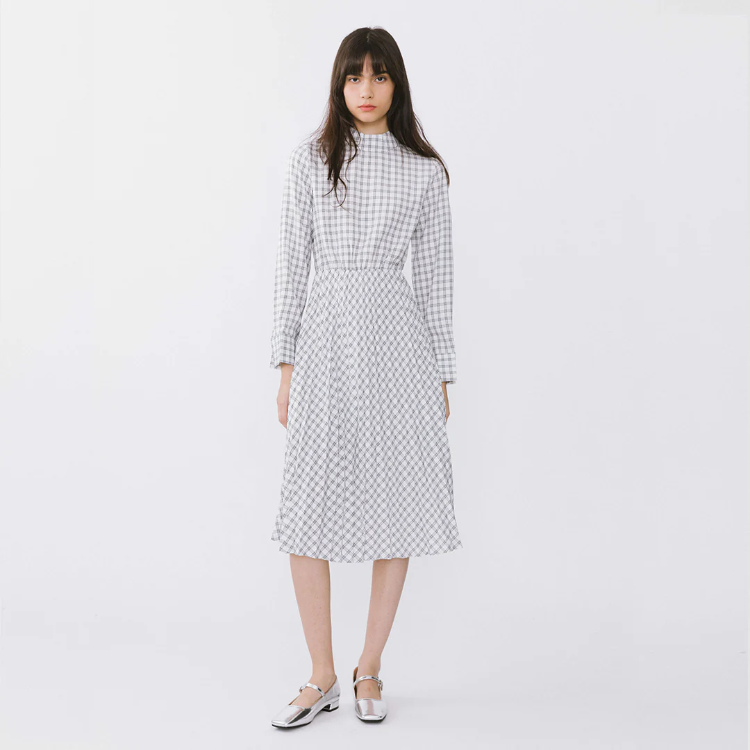 Tartan Neck Tie A-line Dress - Image 5