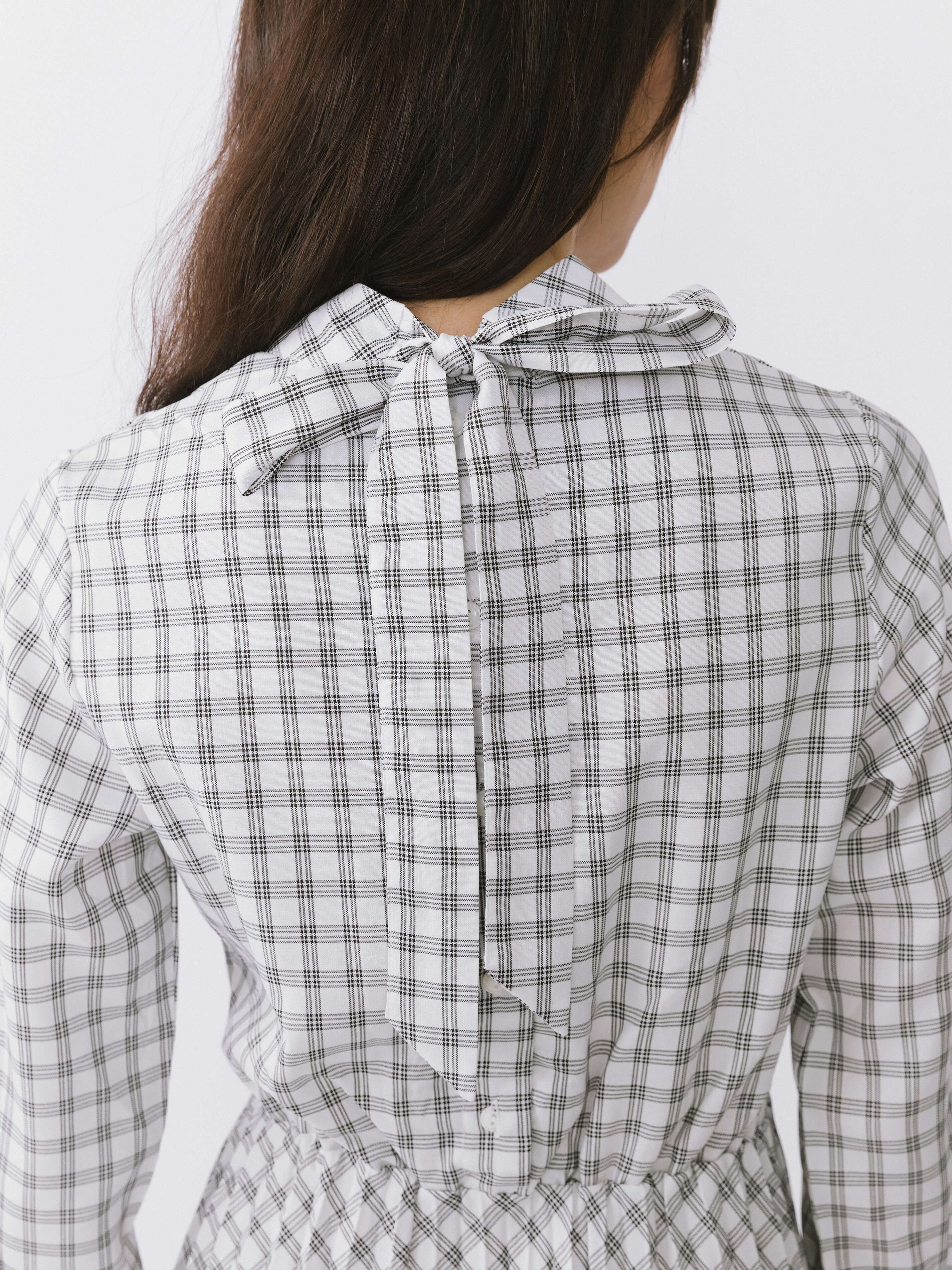 Tartan Neck Tie A-line Dress - Image 6