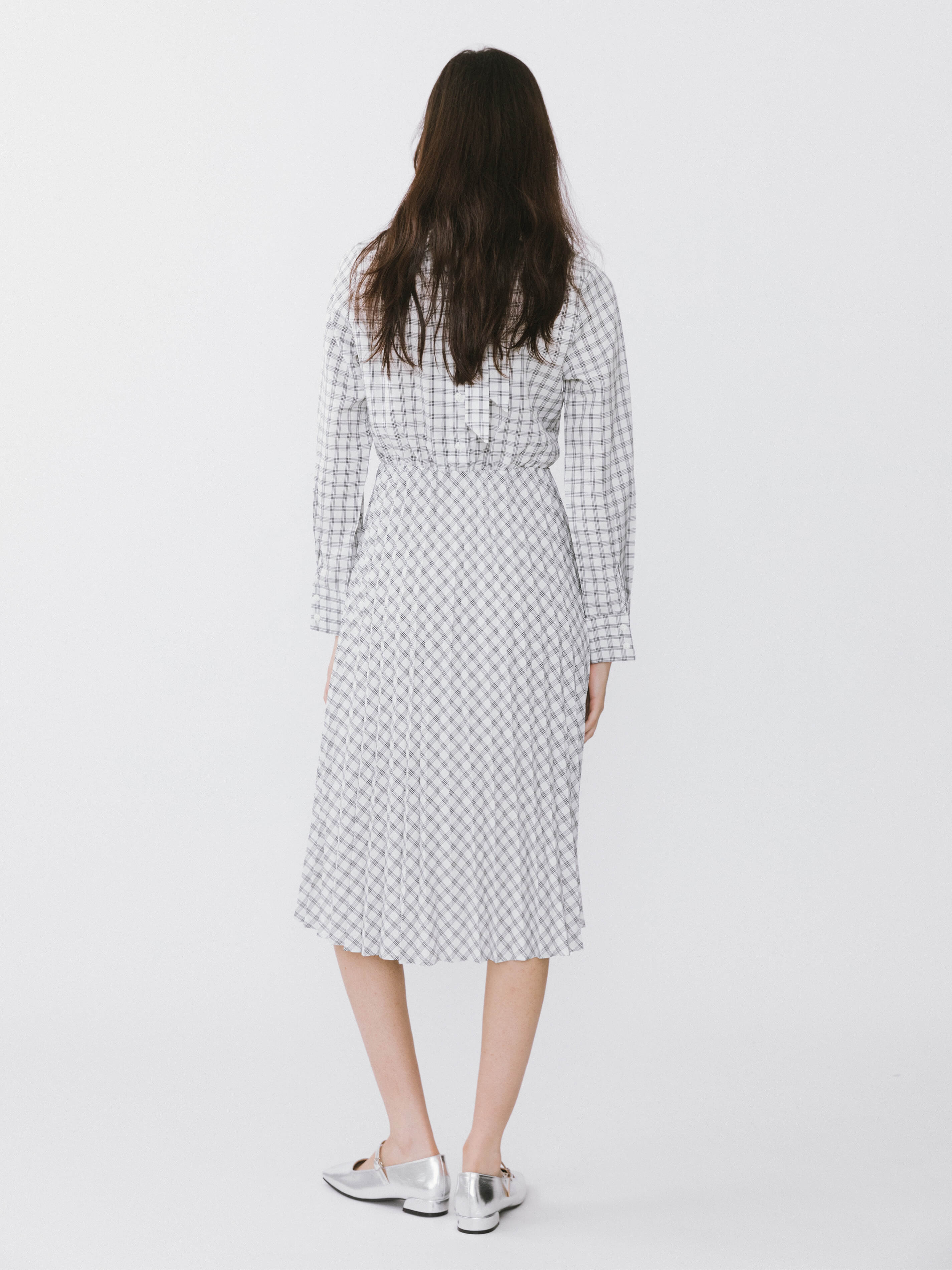 Tartan Neck Tie A-line Dress - Image 7