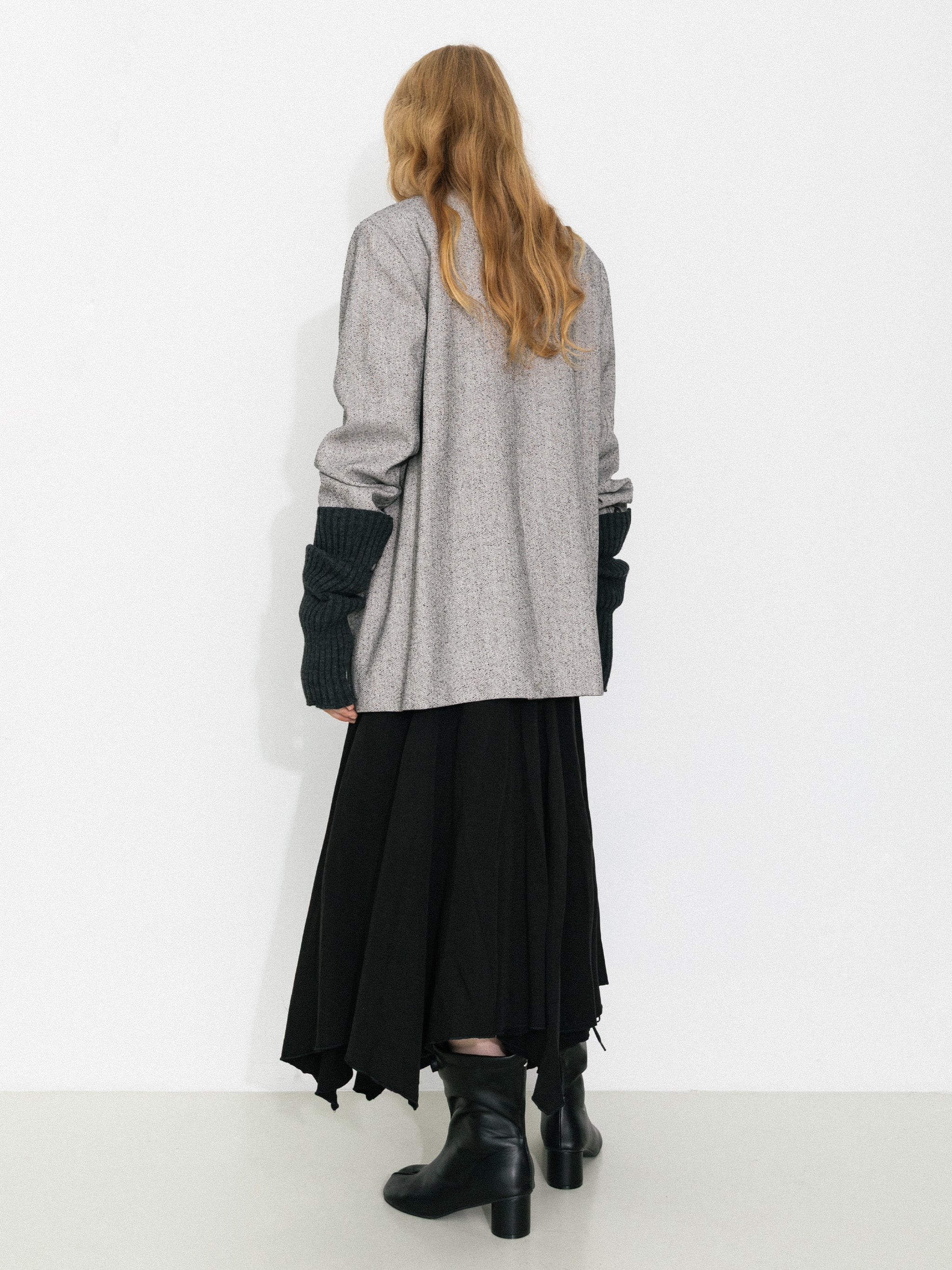 Textured Tweed Double-Breasted Boxy Blazer - Image 6