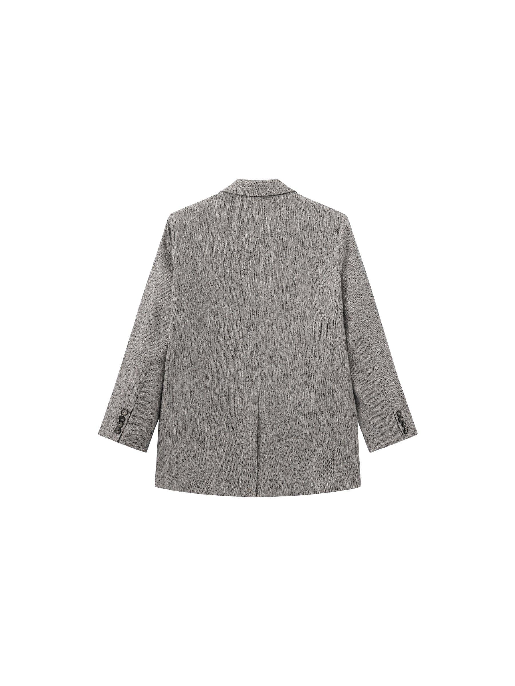 Textured Tweed Double-Breasted Boxy Blazer - Image 8
