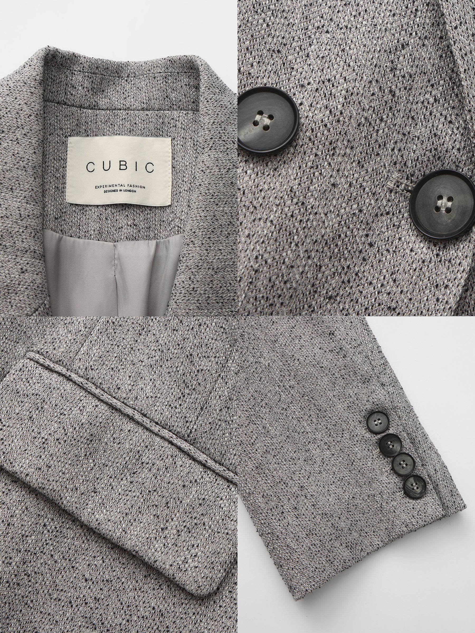Textured Tweed Double-Breasted Boxy Blazer - Image 9