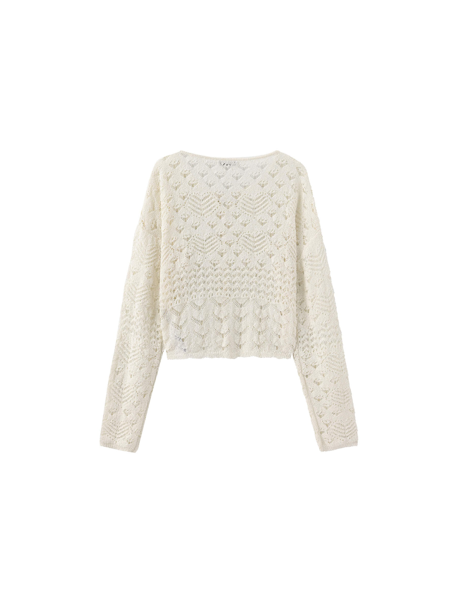 Tie Hollow-Out Knit Long Sleeve Cardigan - Image 9