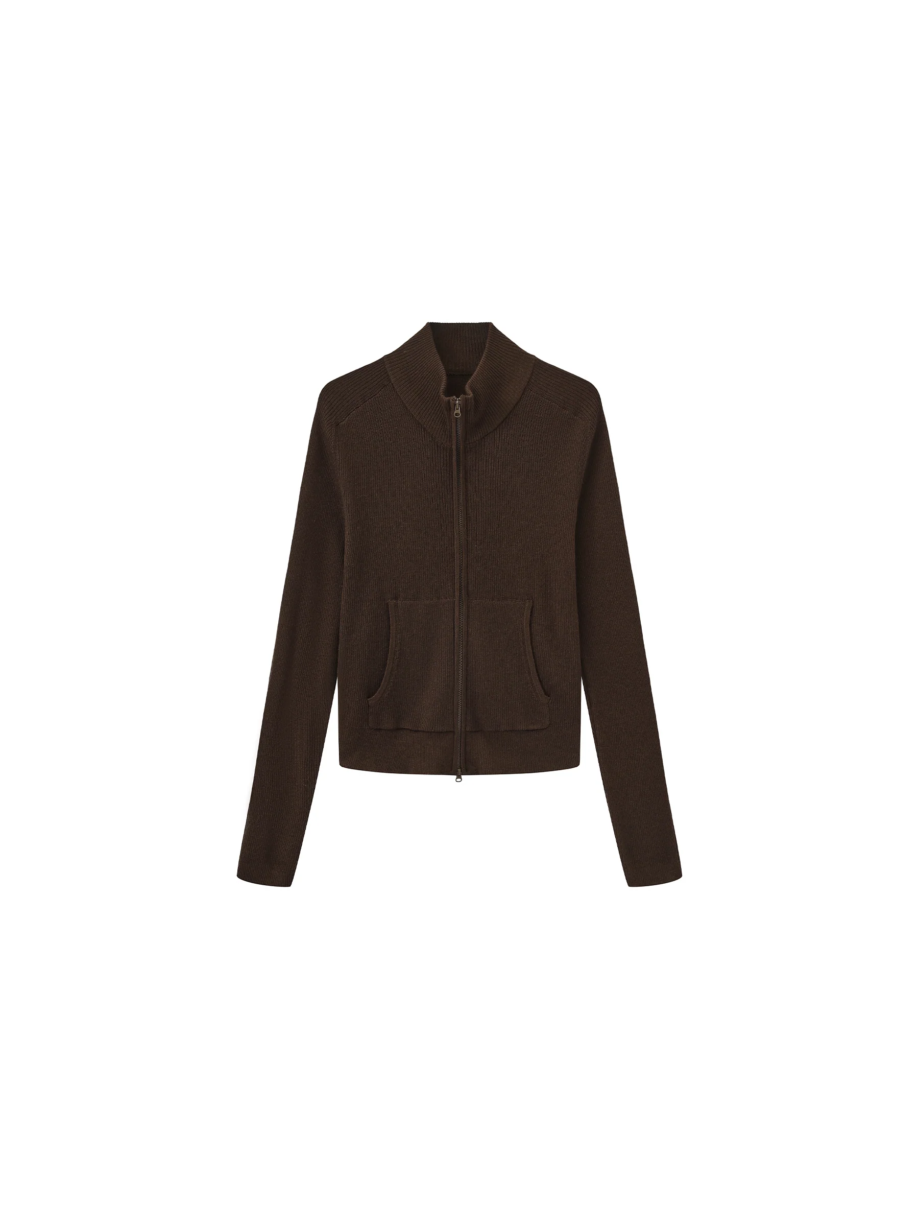 Two-Way Zip Layered Knit Jacket - Image 15