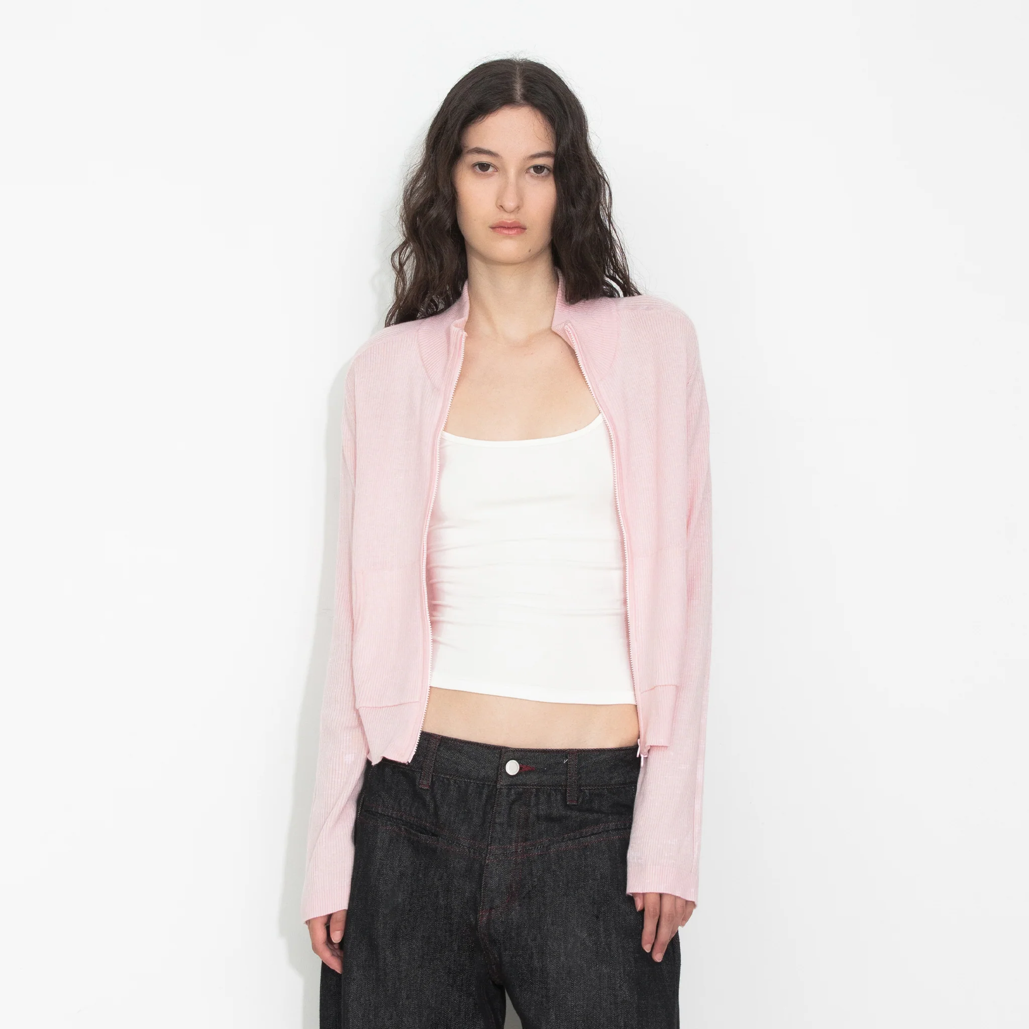 Two-Way Zip Layered Knit Jacket - Image 3