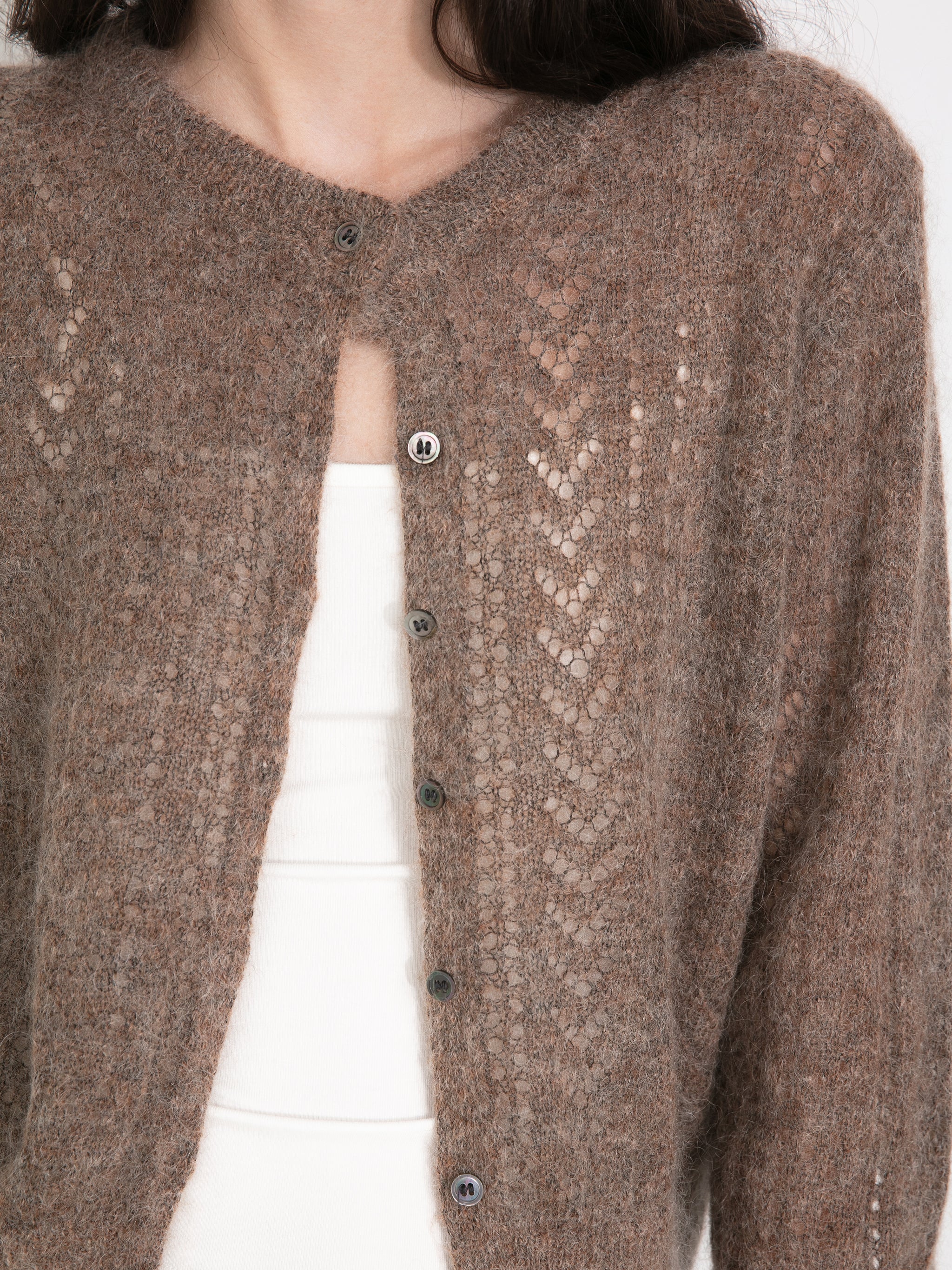Cropped Open-Knit Cardigan - Image 10