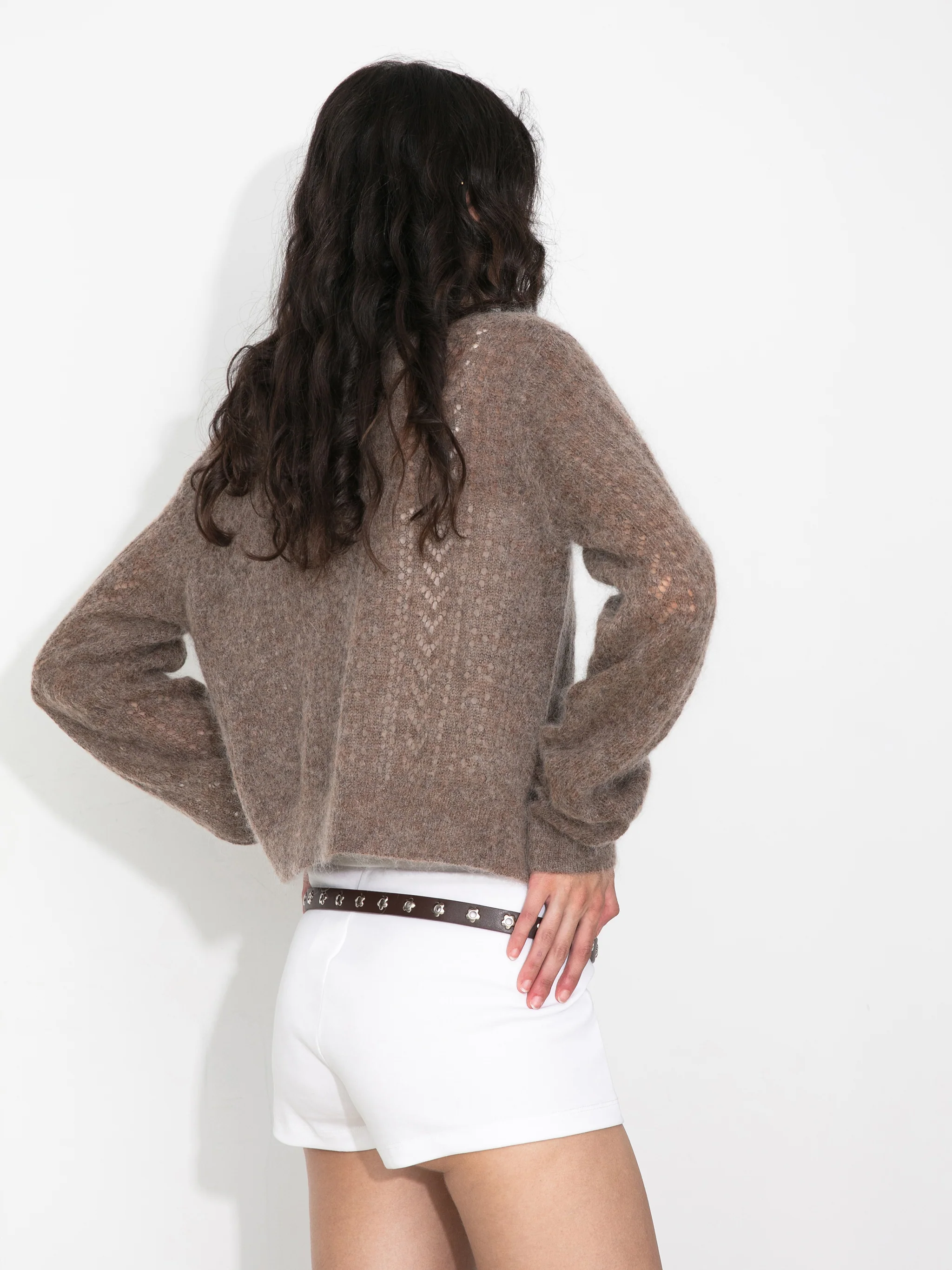 Cropped Open-Knit Cardigan - Image 12