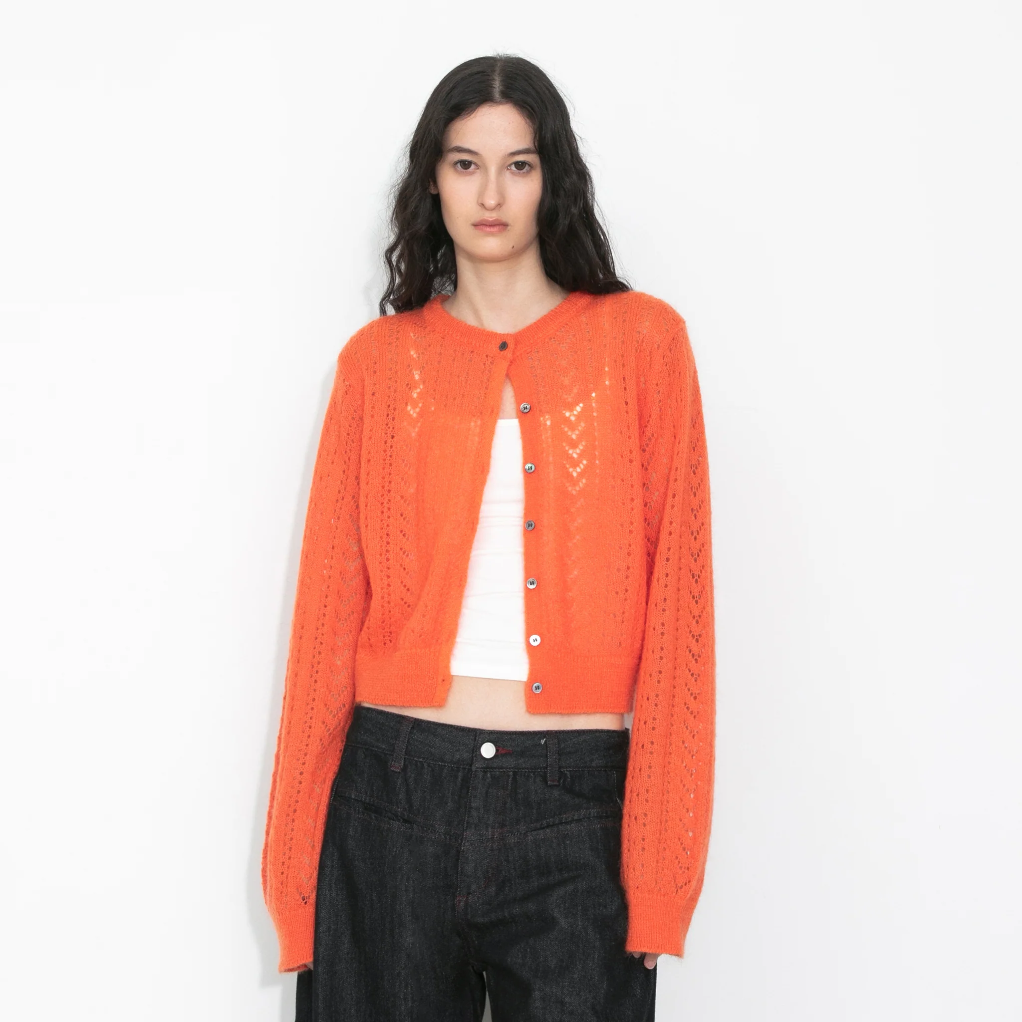 Cropped Open-Knit Cardigan - Image 3