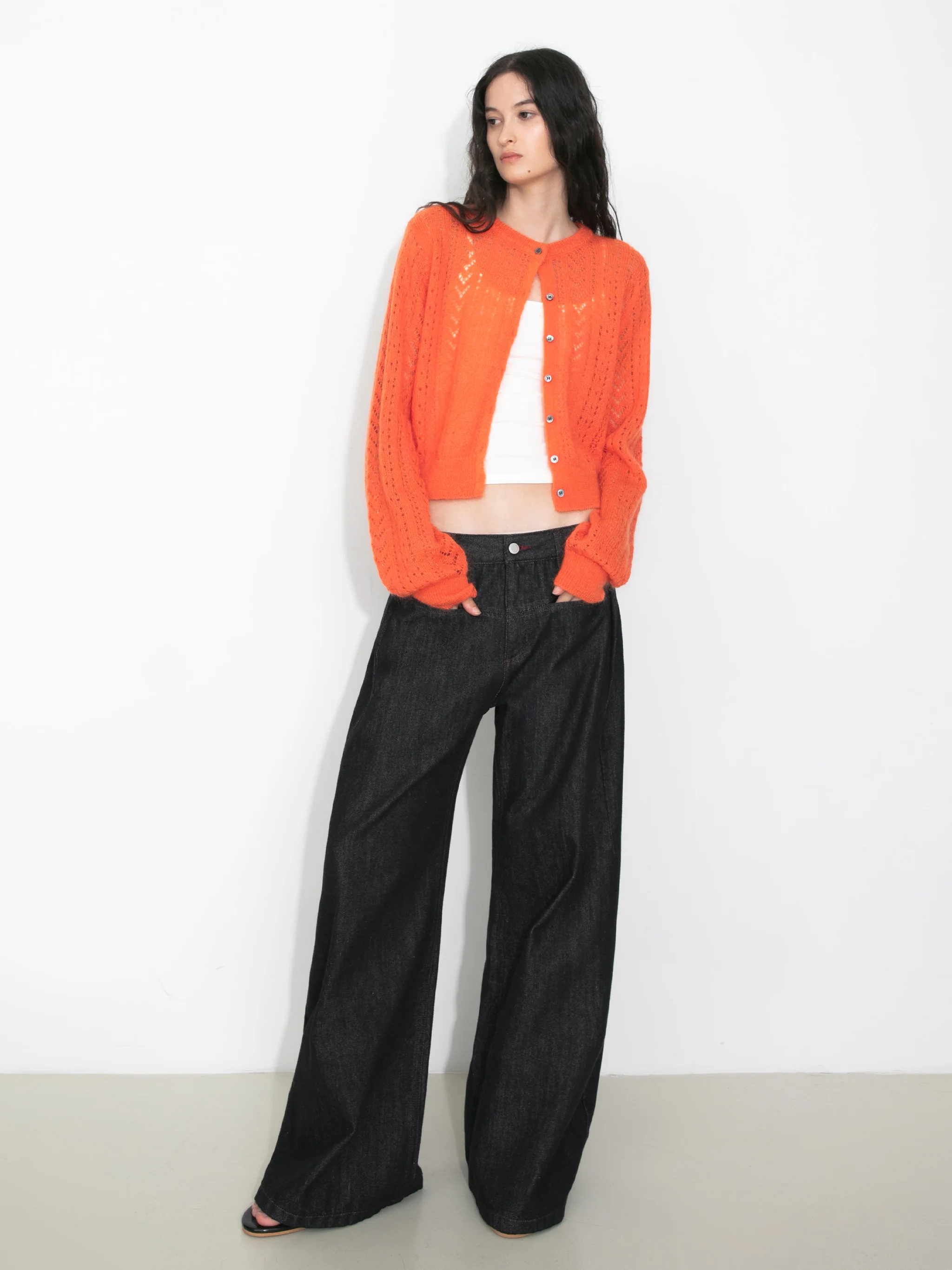Cropped Open-Knit Cardigan - Image 5