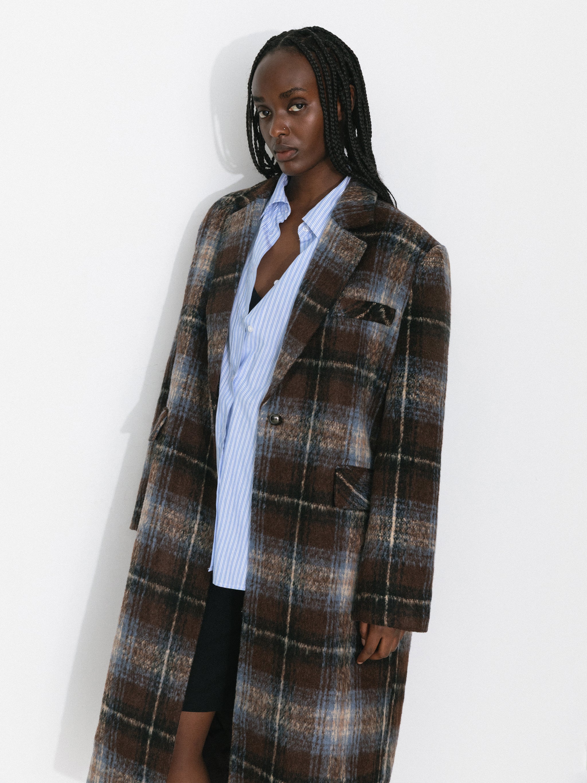 Vintage Plaid Longline Blazer Coat - Image 2