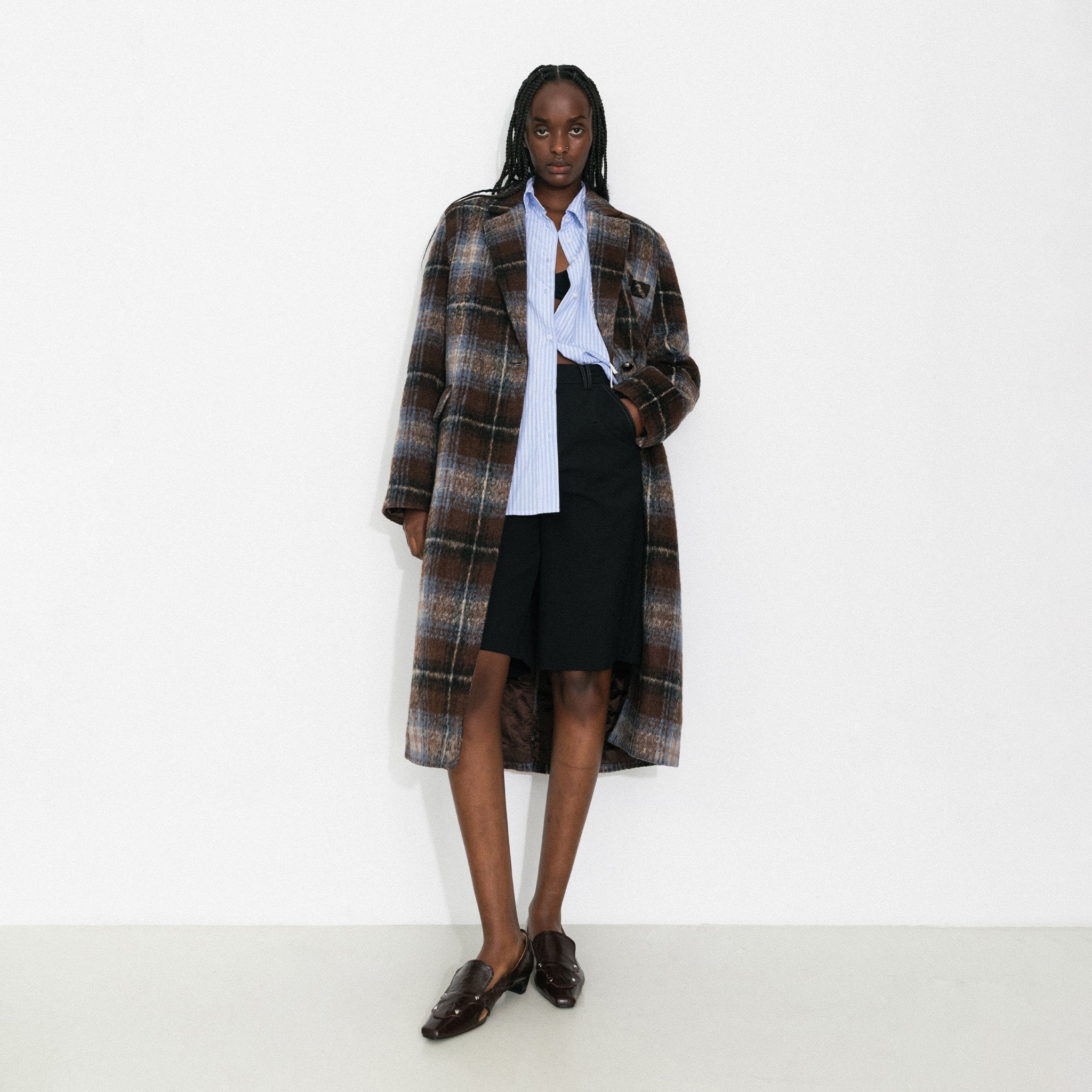 Vintage Plaid Longline Blazer Coat - Image 3