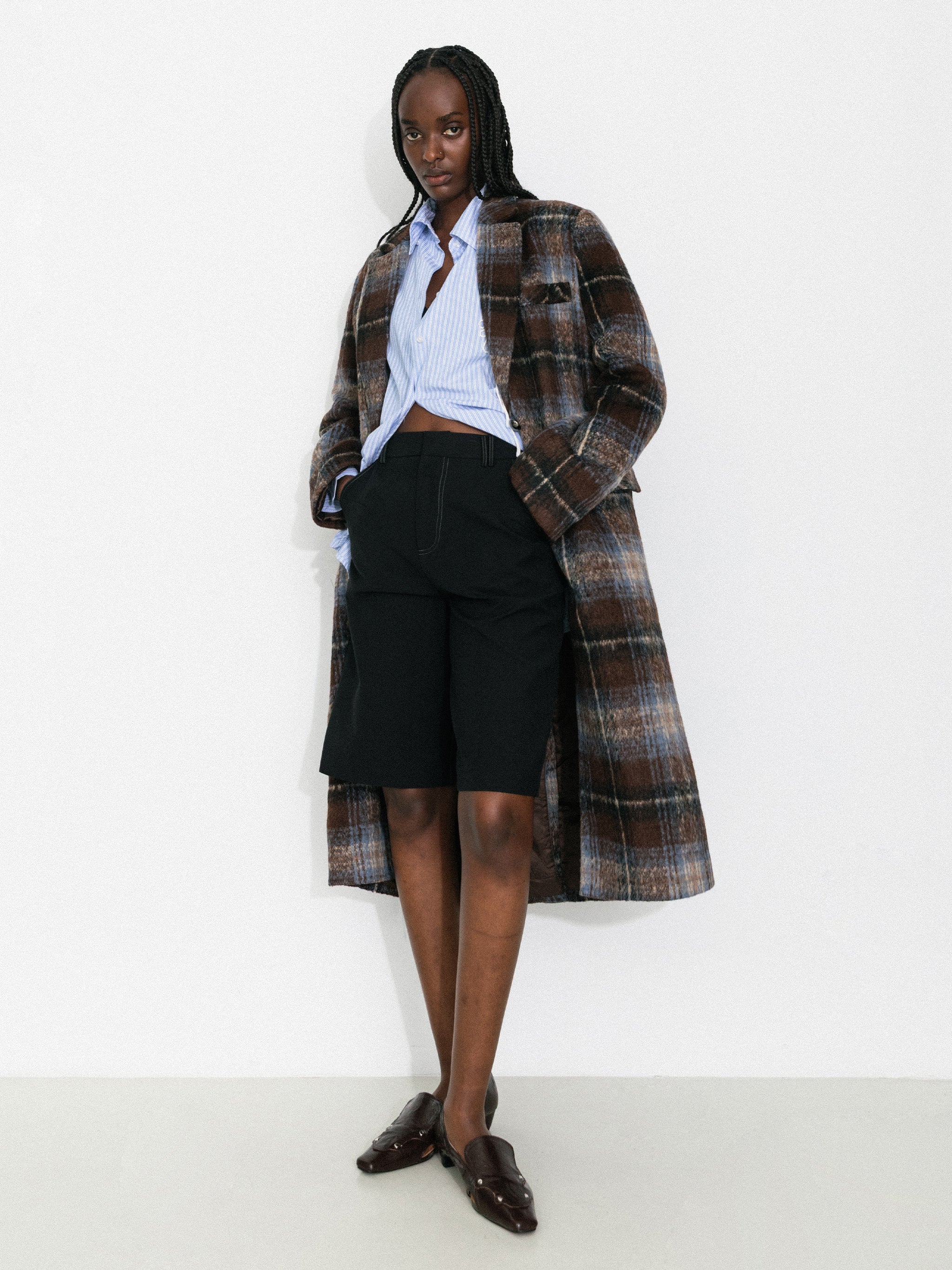 Vintage Plaid Longline Blazer Coat - Image 4