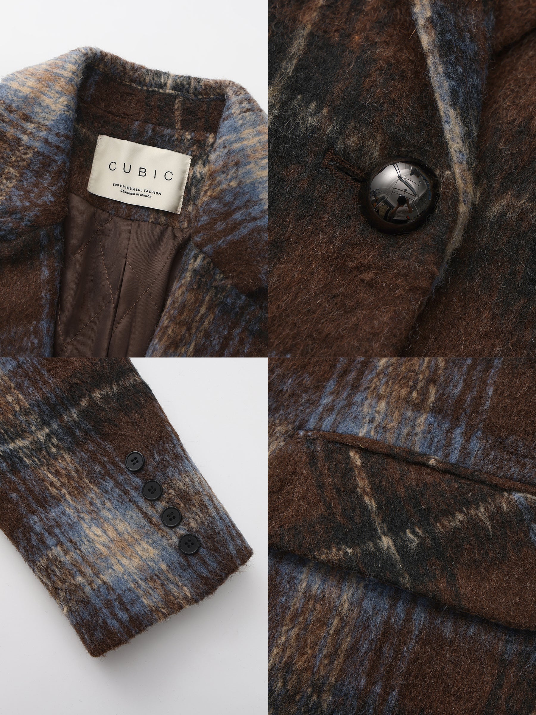 Vintage Plaid Longline Blazer Coat - Image 9