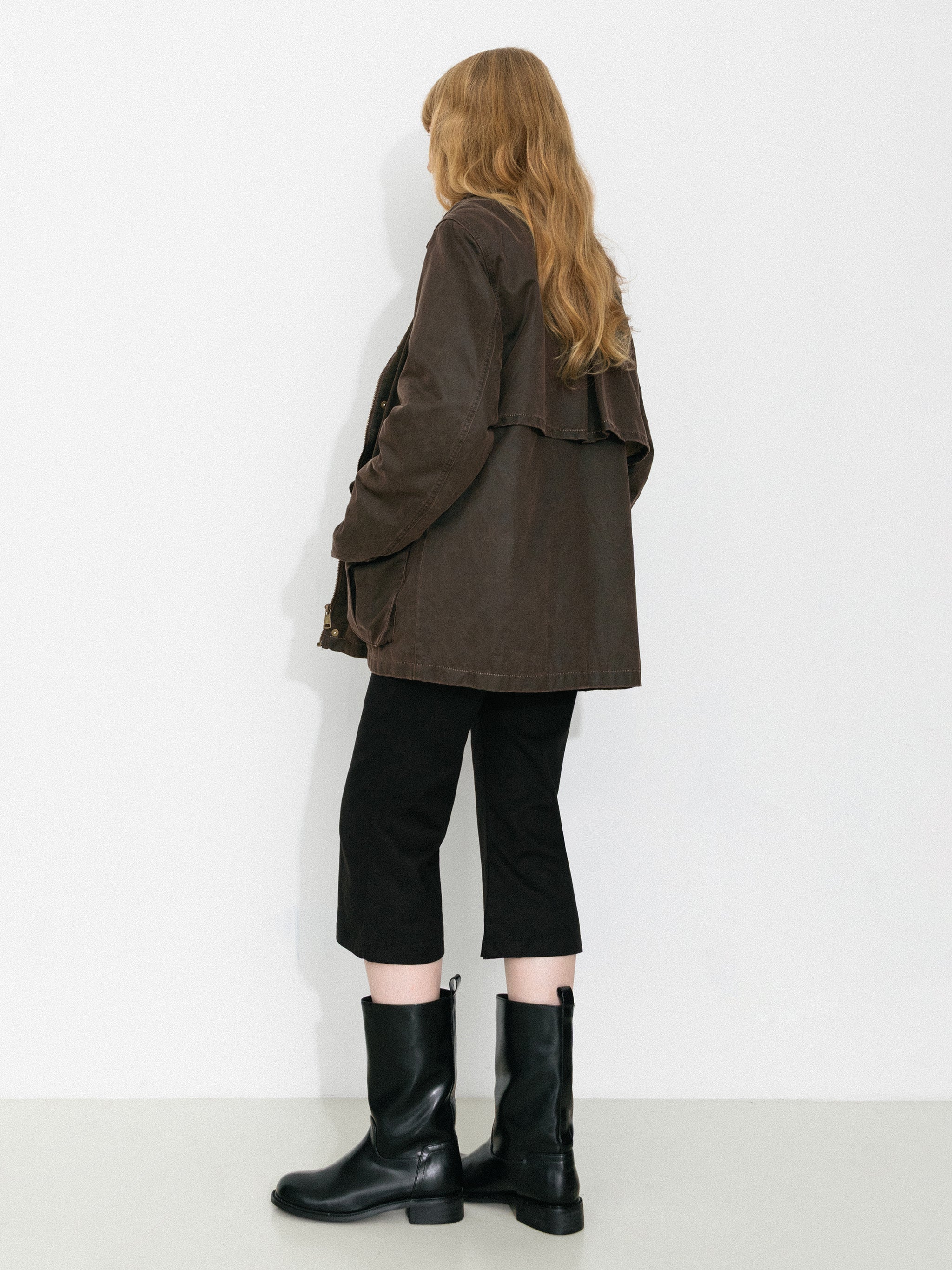 Washed Stand-Collar Workwear Down Jacket - Image 6