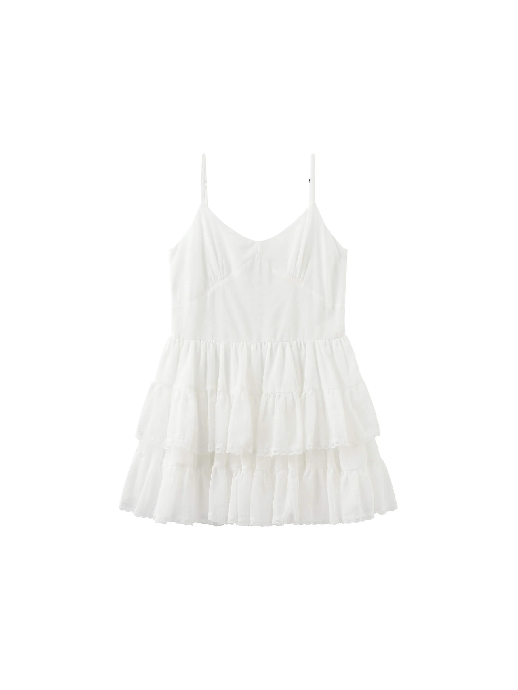 White Lace Tiered Short Dress - Image 8
