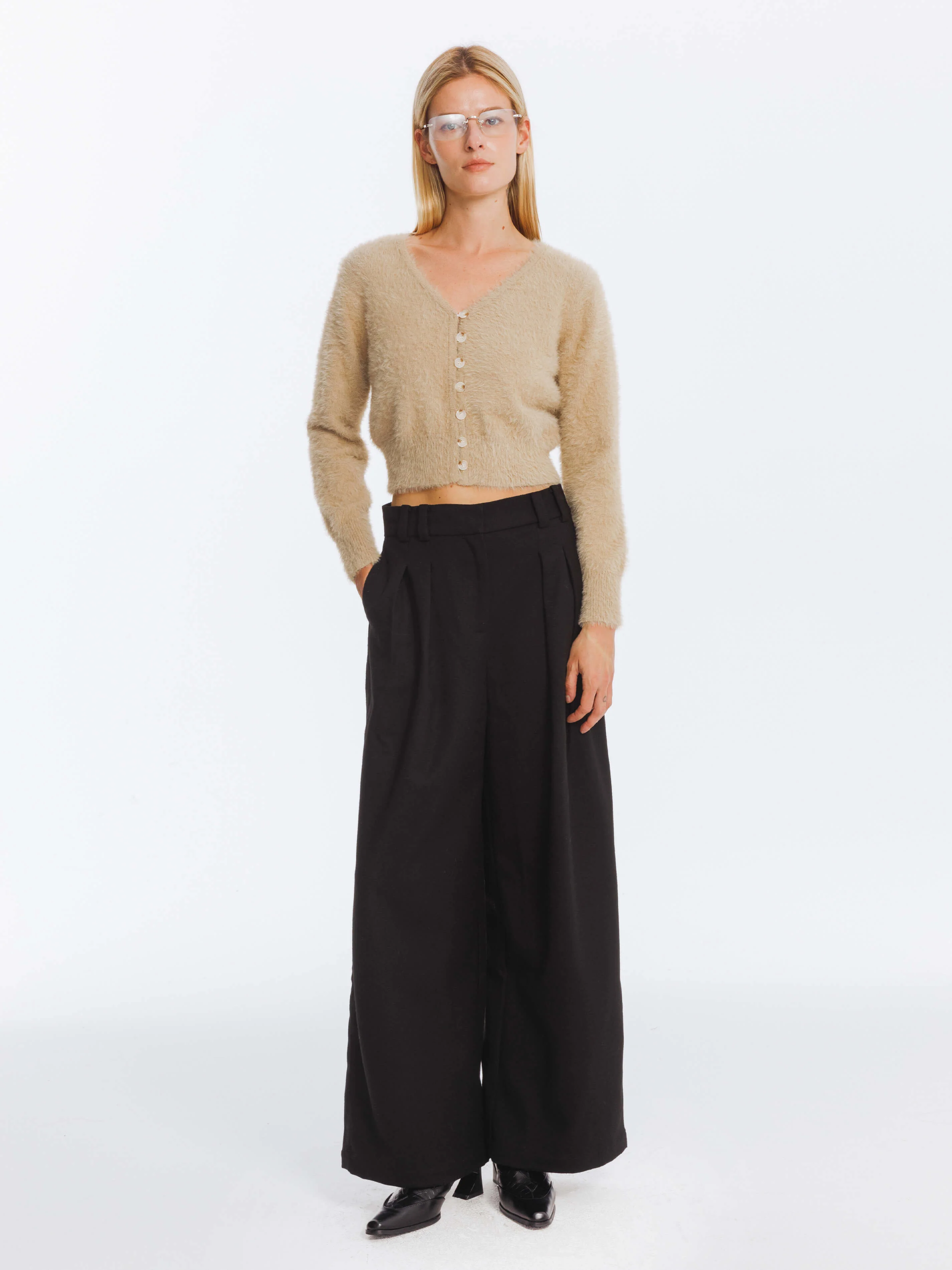 Wide Leg Double Pleated Trousers - Image 10
