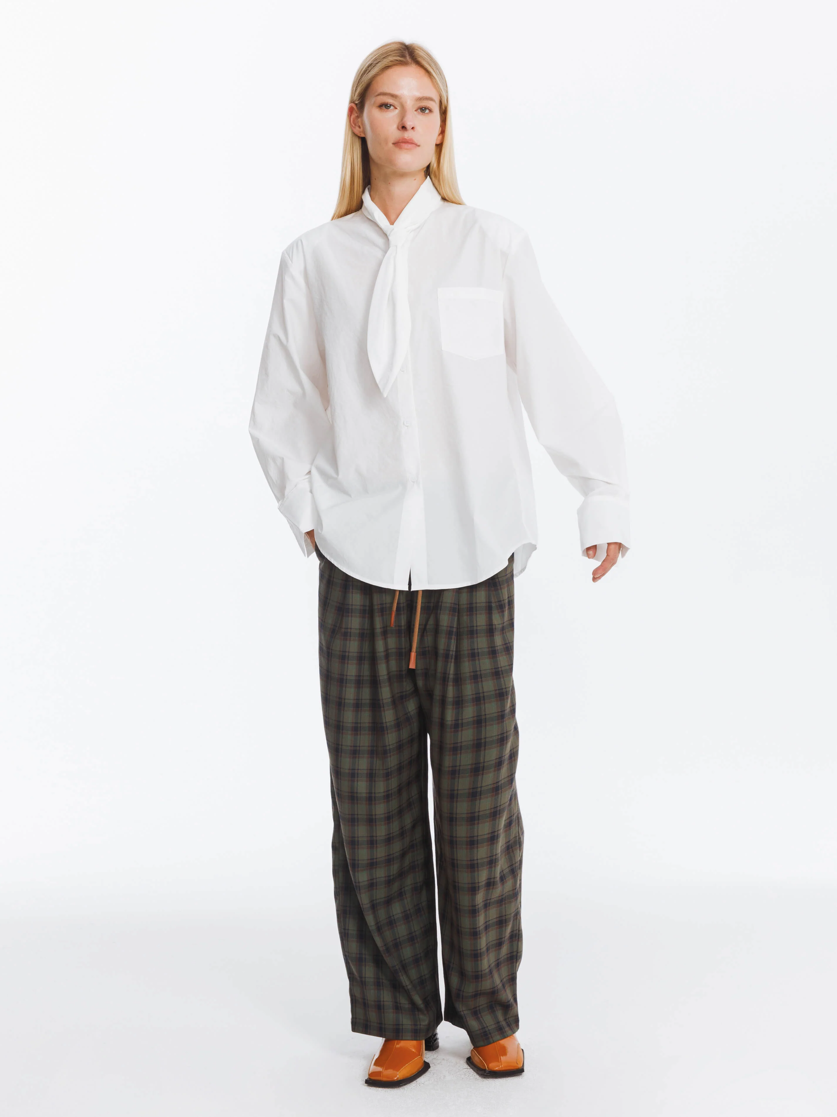 Wide Leg Tartan Casual Trousers - Image 8