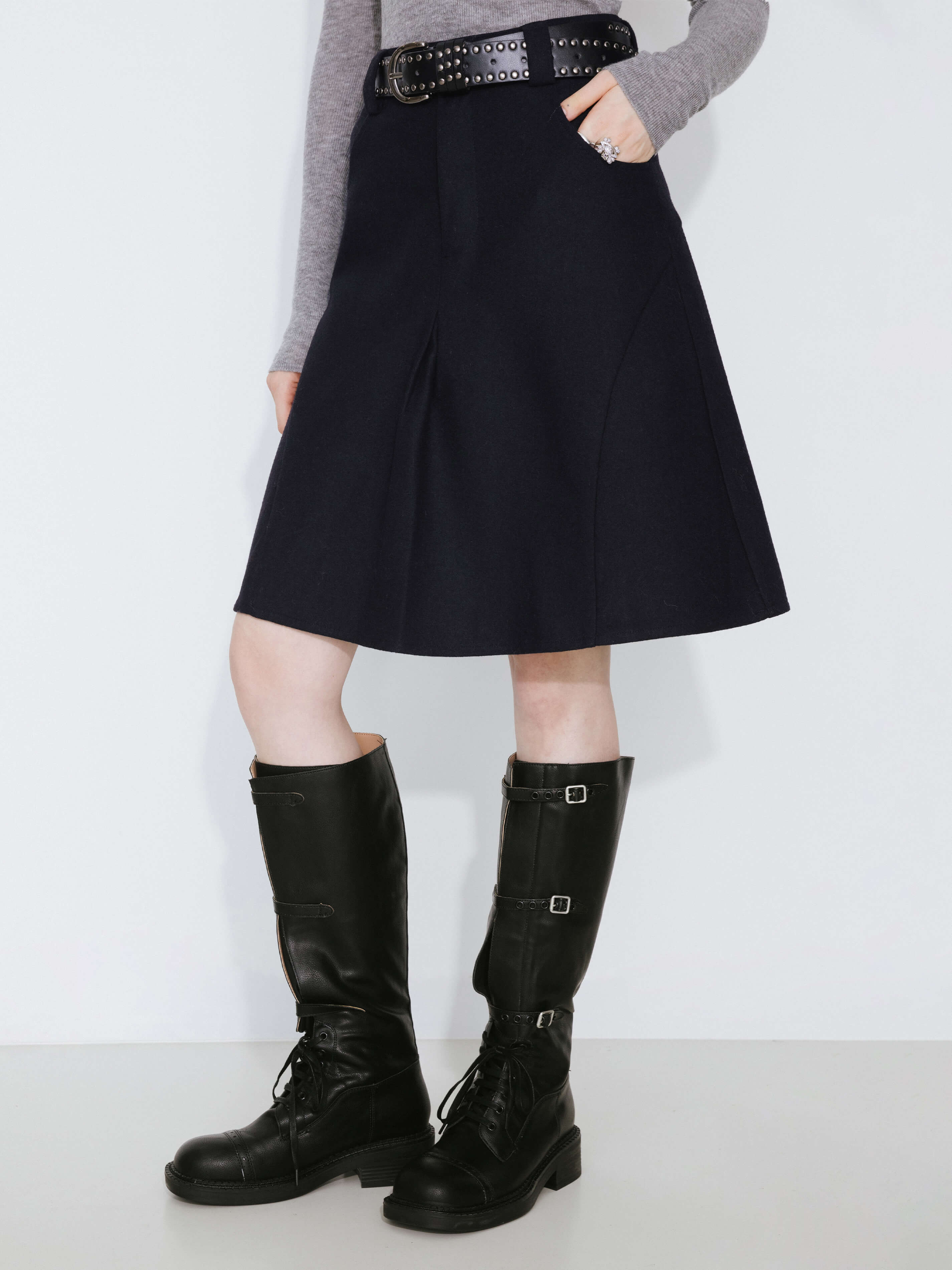 Wool Blend A-Line Skirt - Image 2