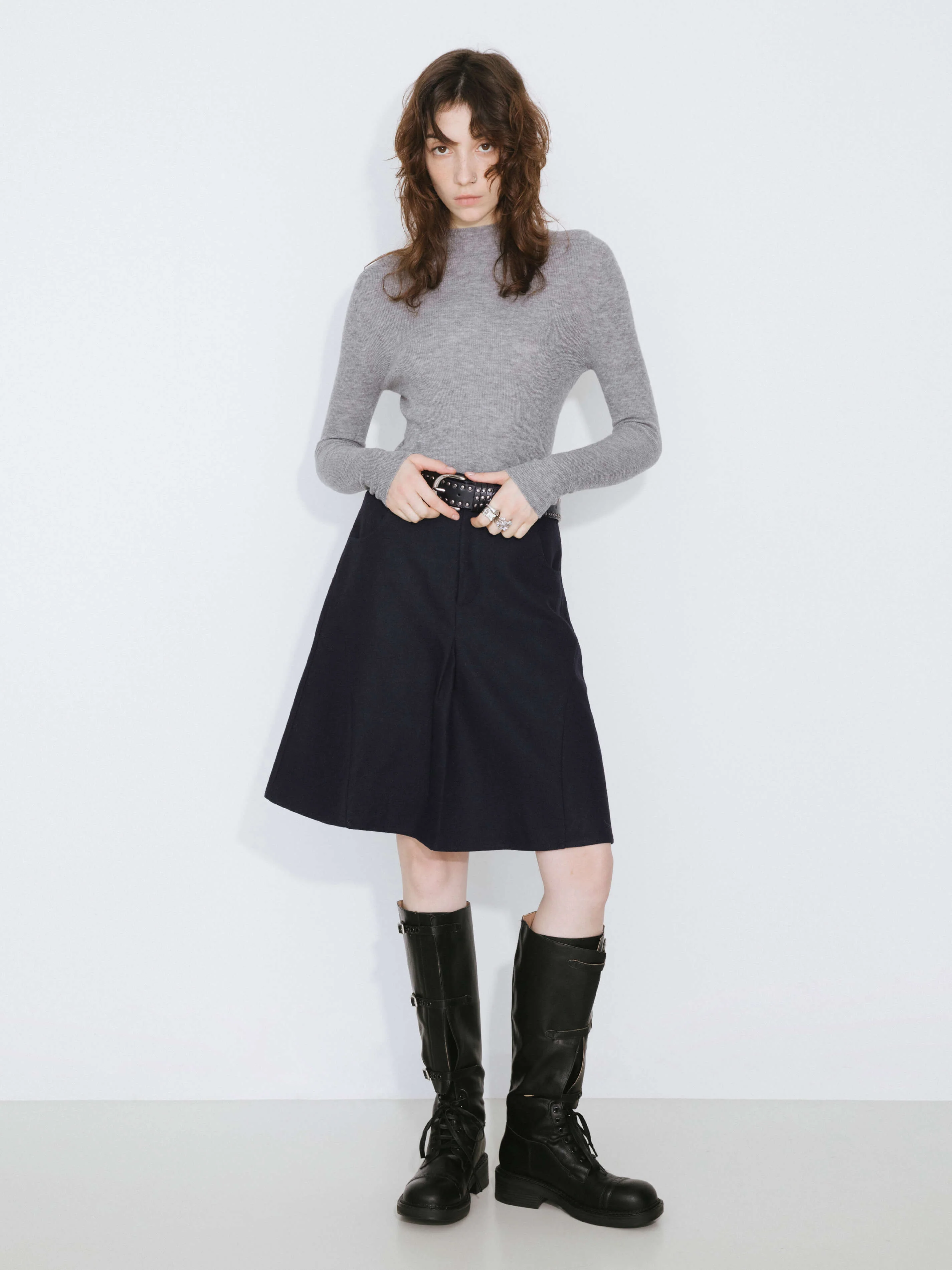 Wool Blend A-Line Skirt - Image 3