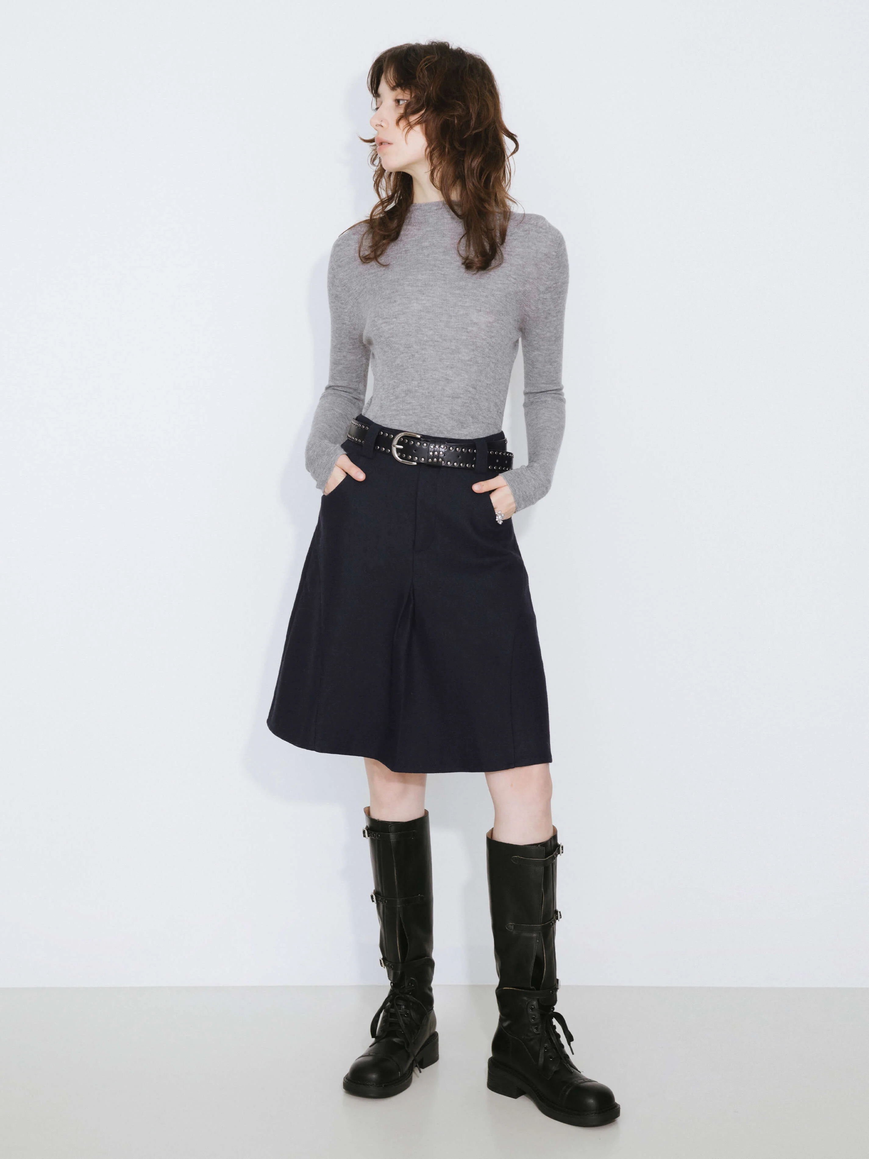 Wool Blend A-Line Skirt - Image 4