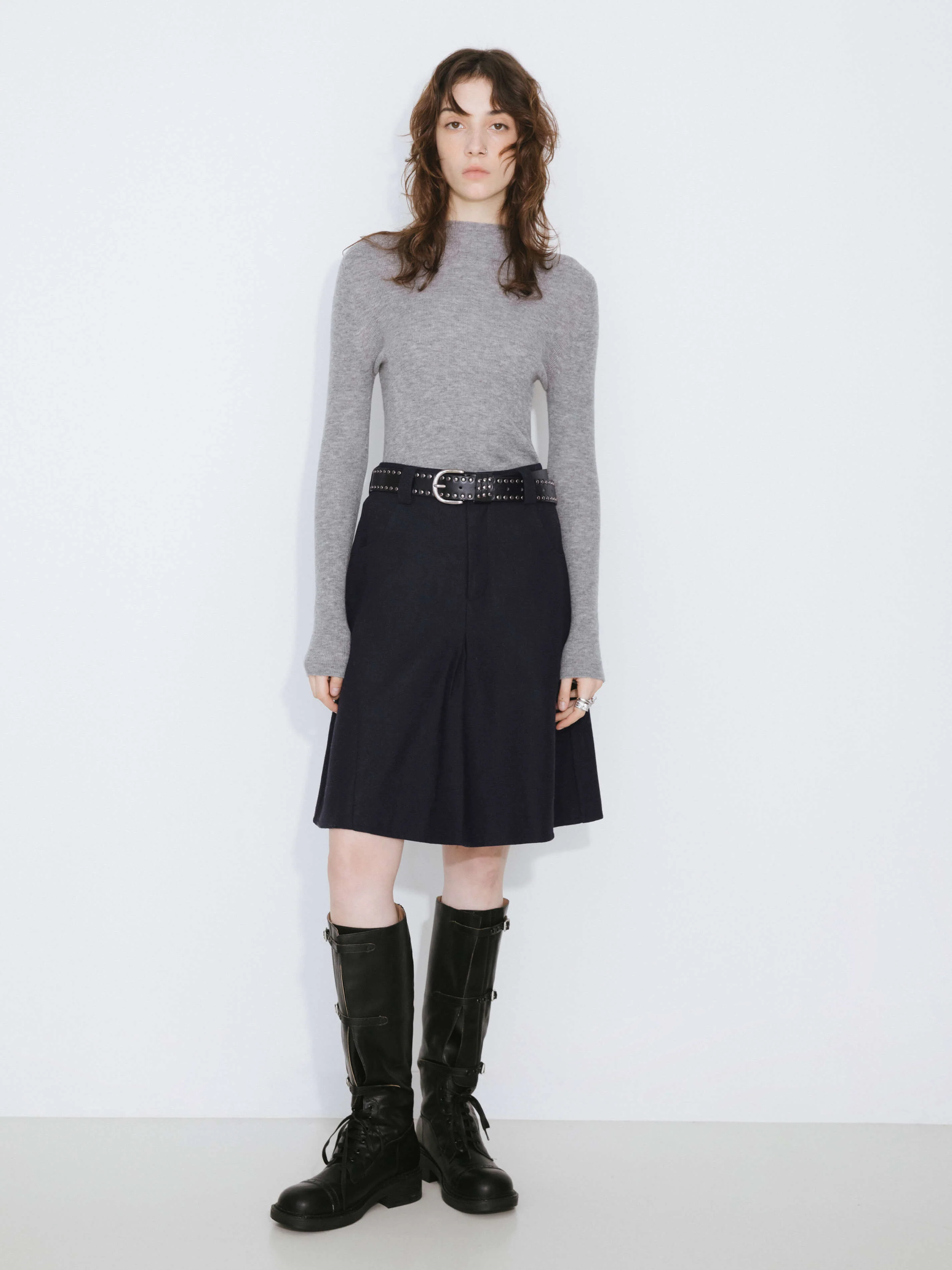 Wool Blend A-Line Skirt - Image 5