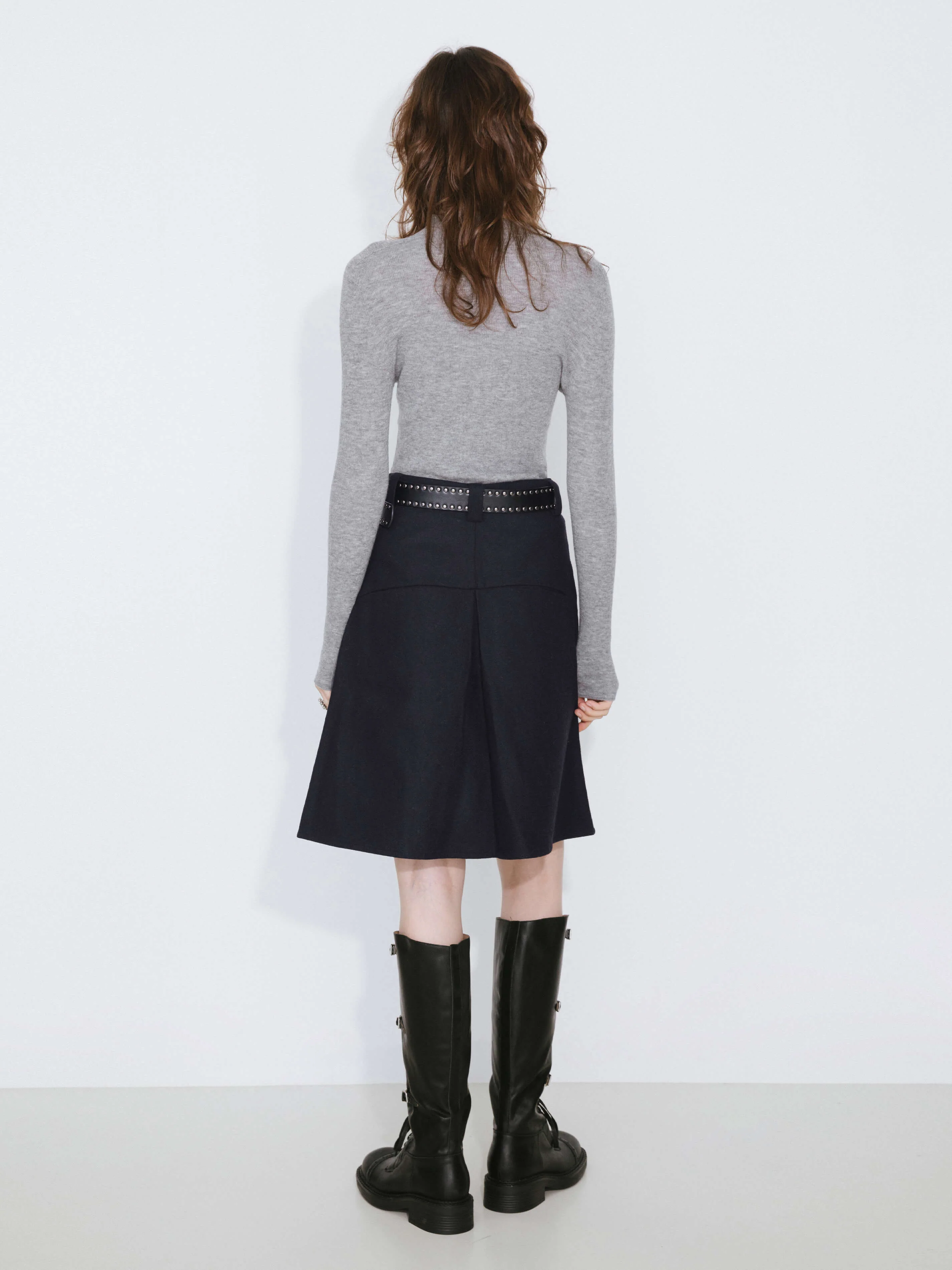 Wool Blend A-Line Skirt - Image 6