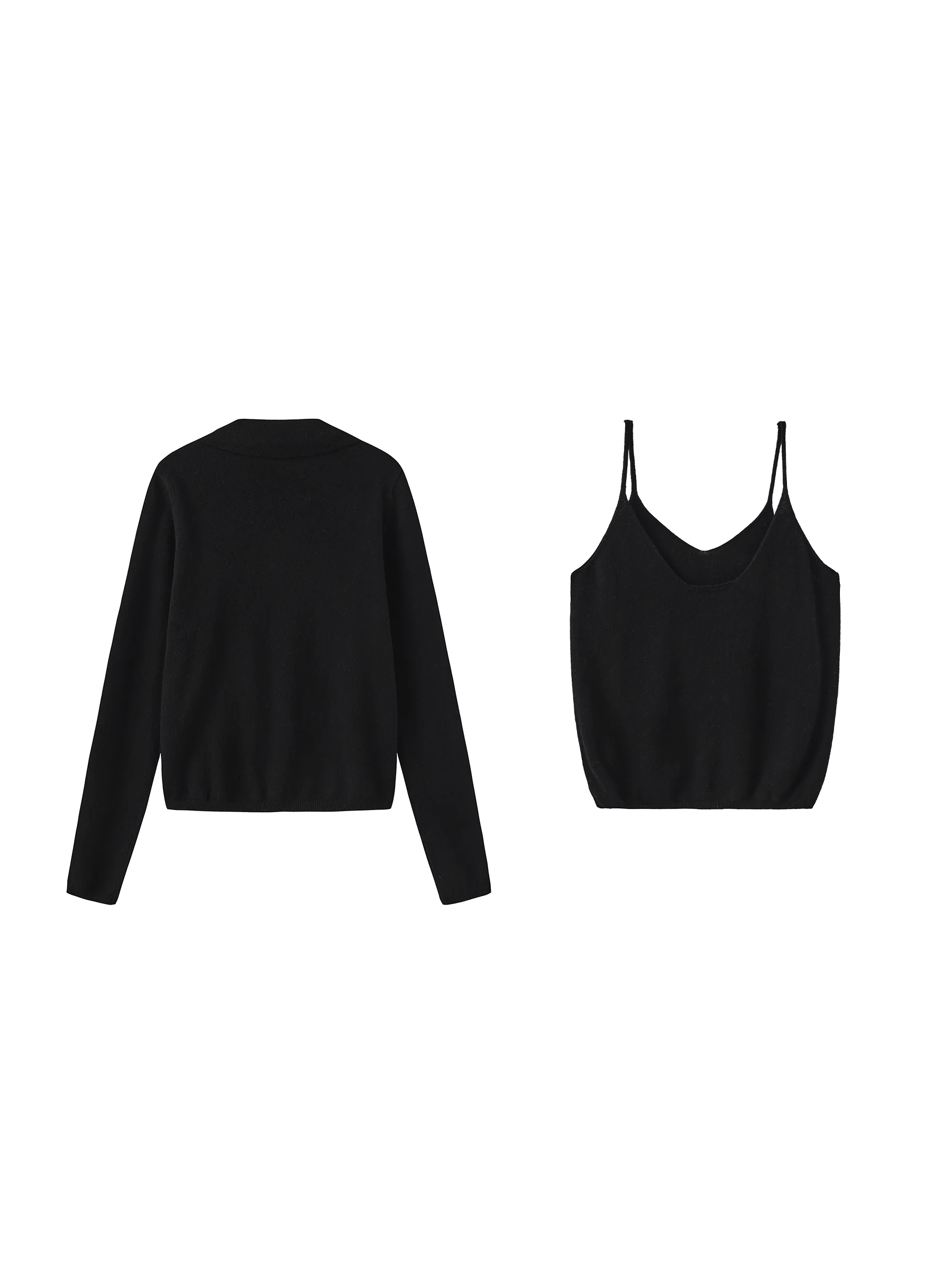 Zip-Up Collared Cropped Knit Cardigan & Vest Set - Image 16