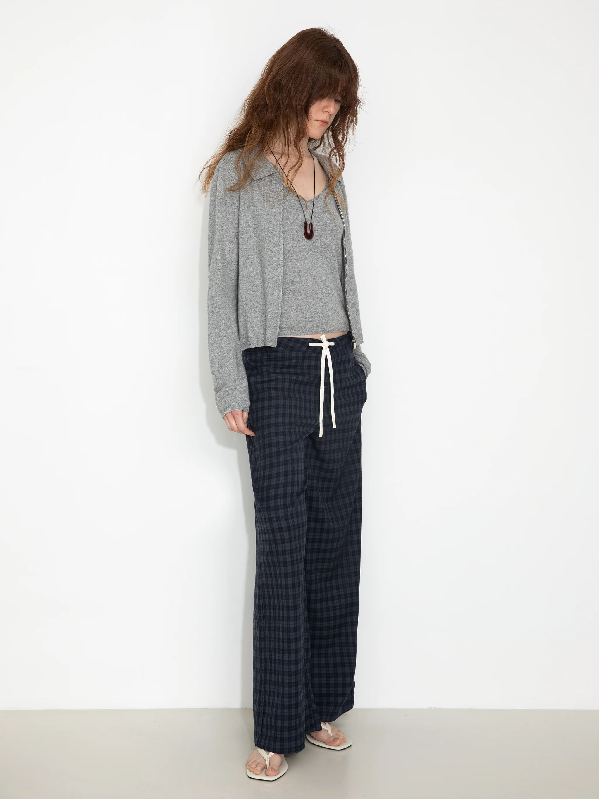 Zip-Up Collared Cropped Knit Cardigan & Vest Set - Image 5