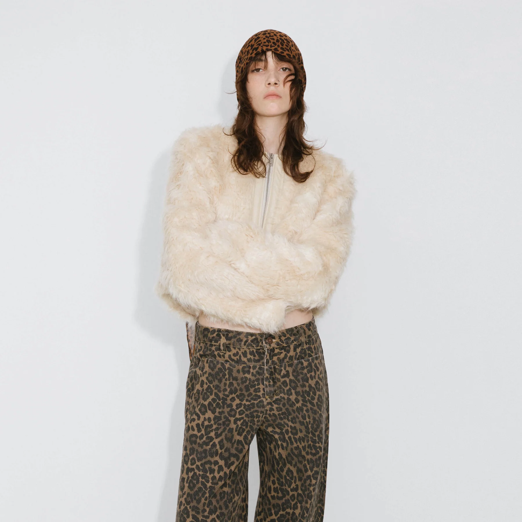 Zip Up Cropped Teddy Coat - Image 7